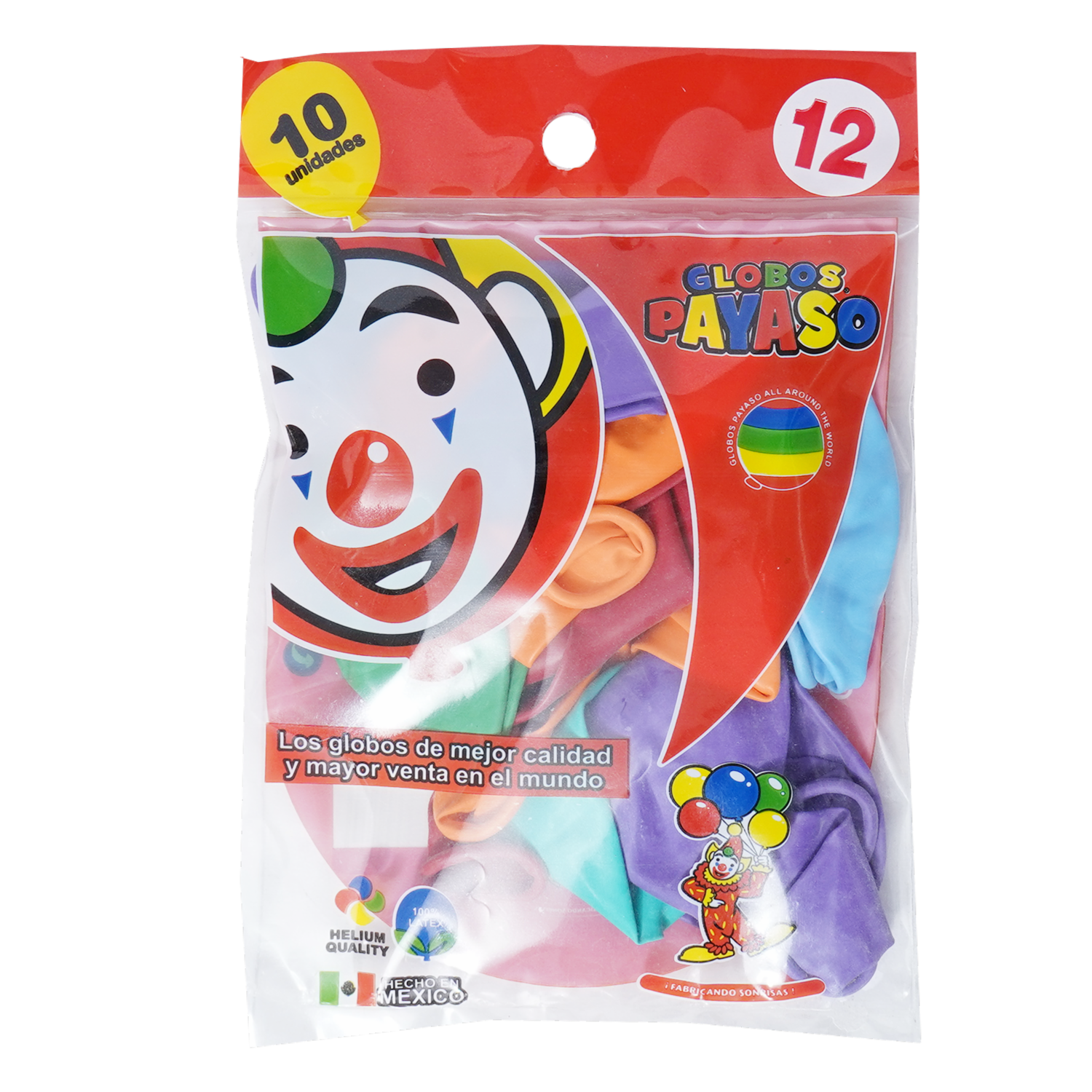 Globos Colores Surtidos GLOBOS PAYASO X 10 Uds