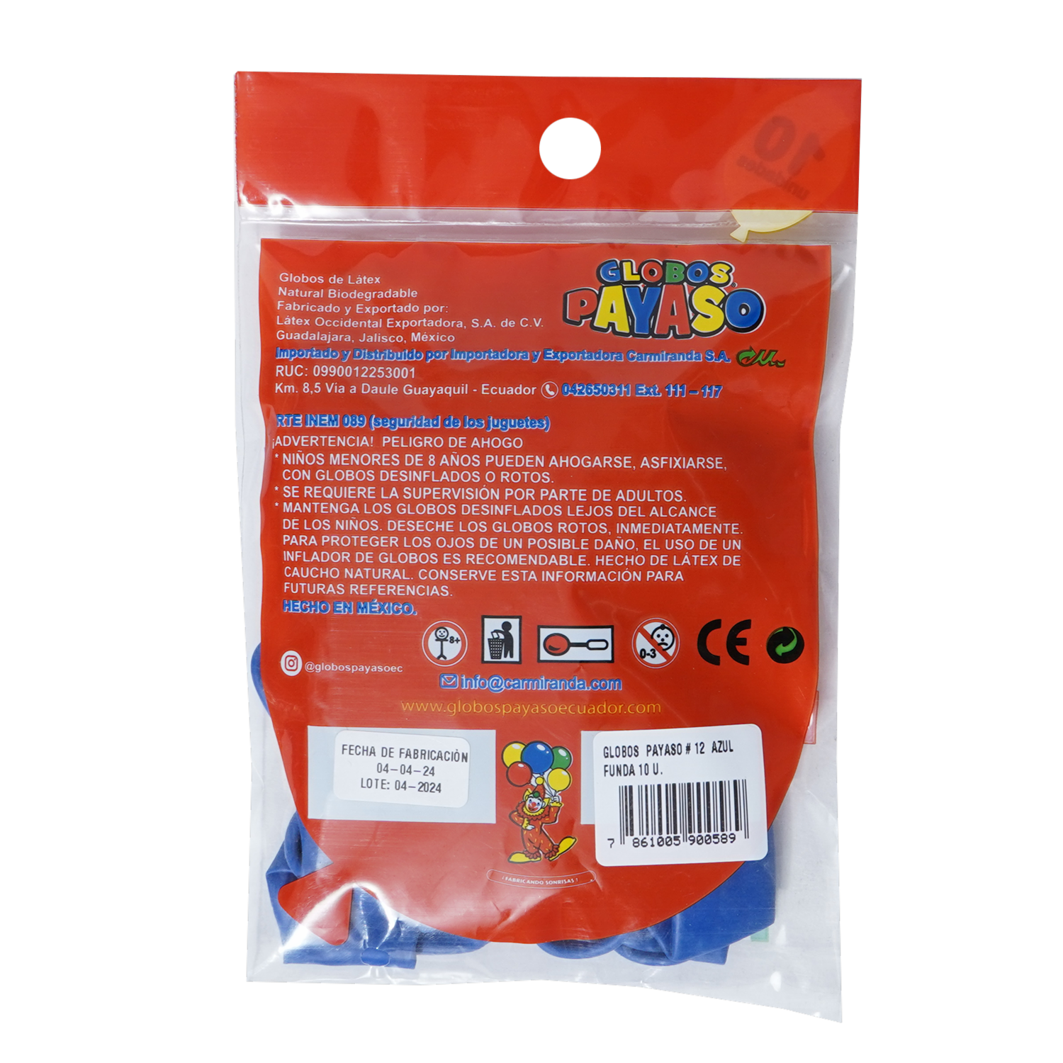 Globos Azul N12 GLOBOS PAYASO X 10 Uds