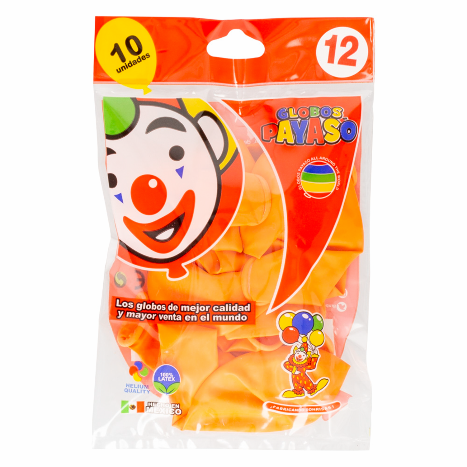 Globos N12 Naranja GLOBOS PAYASO X 10 Uds