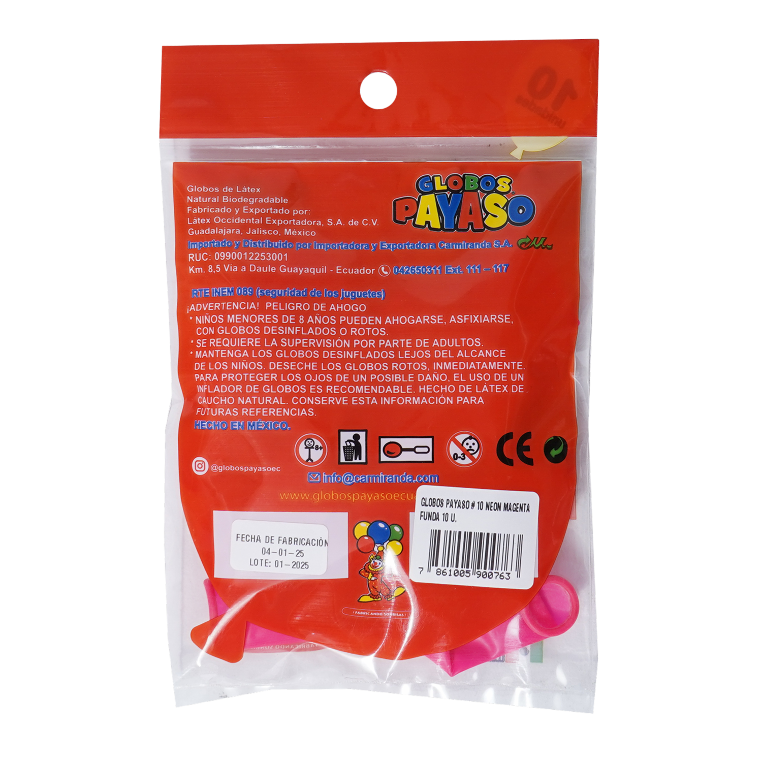 Globo N10 Neón Magenta GLOBOS PAYASO X 10 Uds