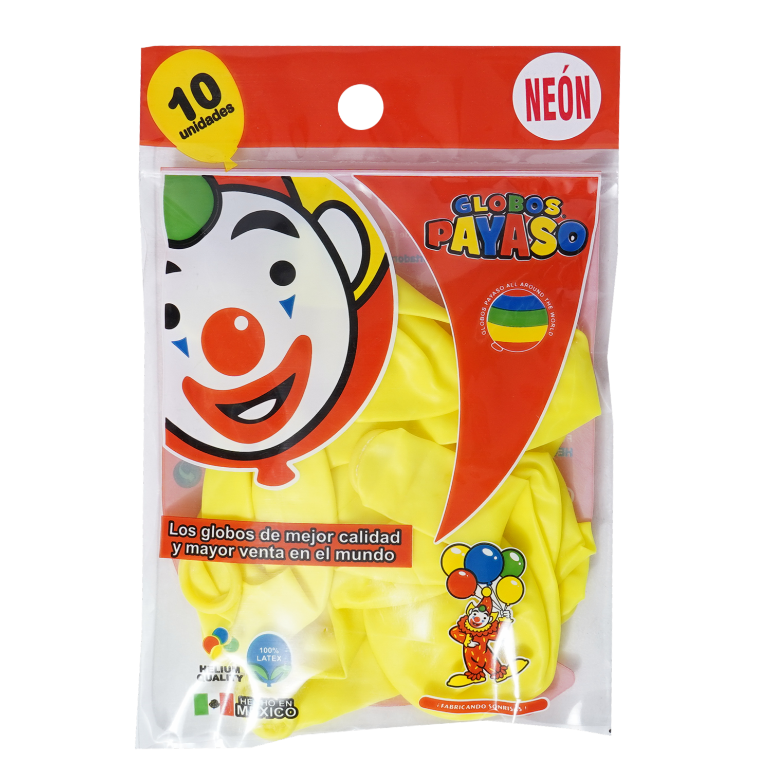 Globos N10 Neón Amarillo GLOBOS PAYASO X 10 Uds