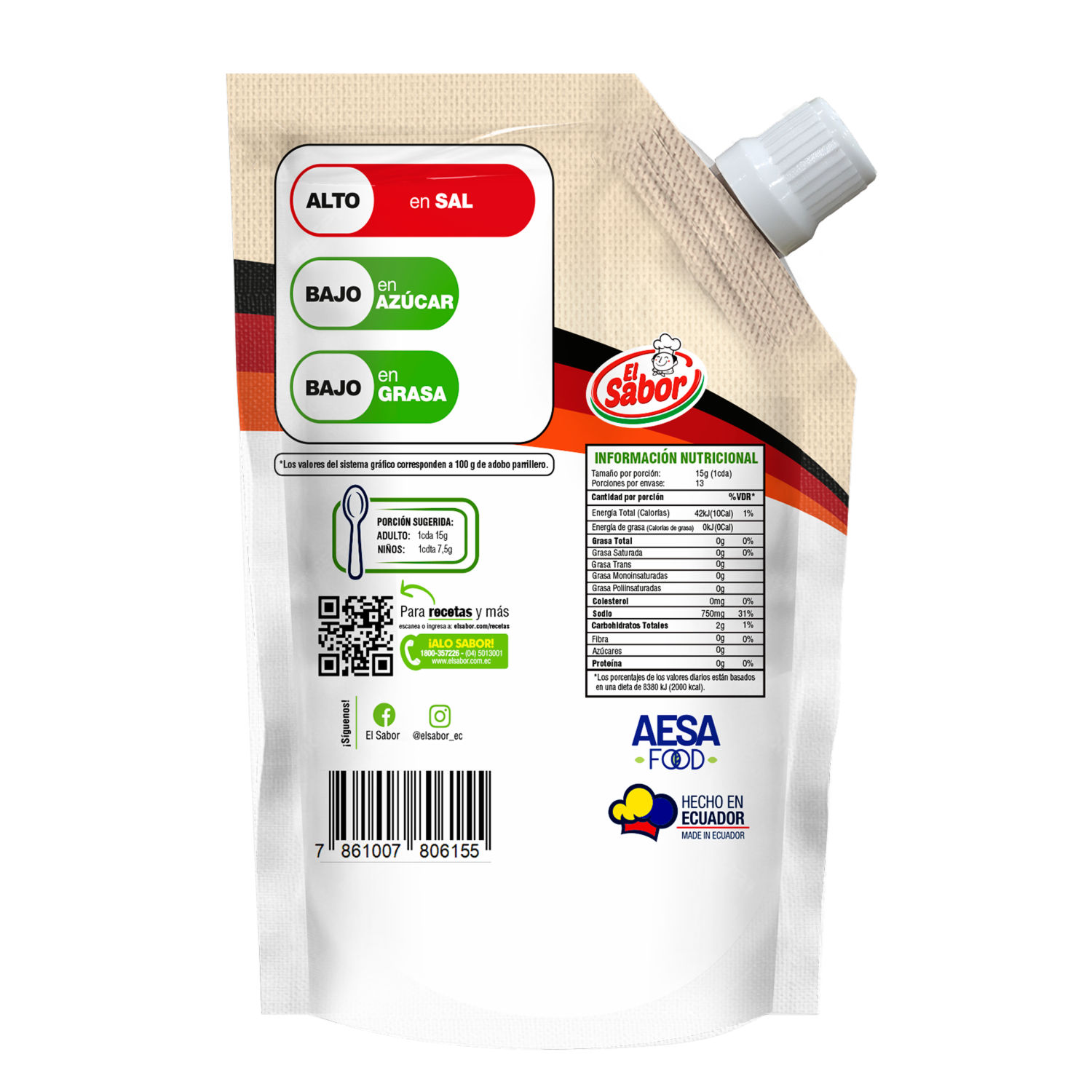 Adobo Parrillero Con Sal Marina EL SABOR 200 G