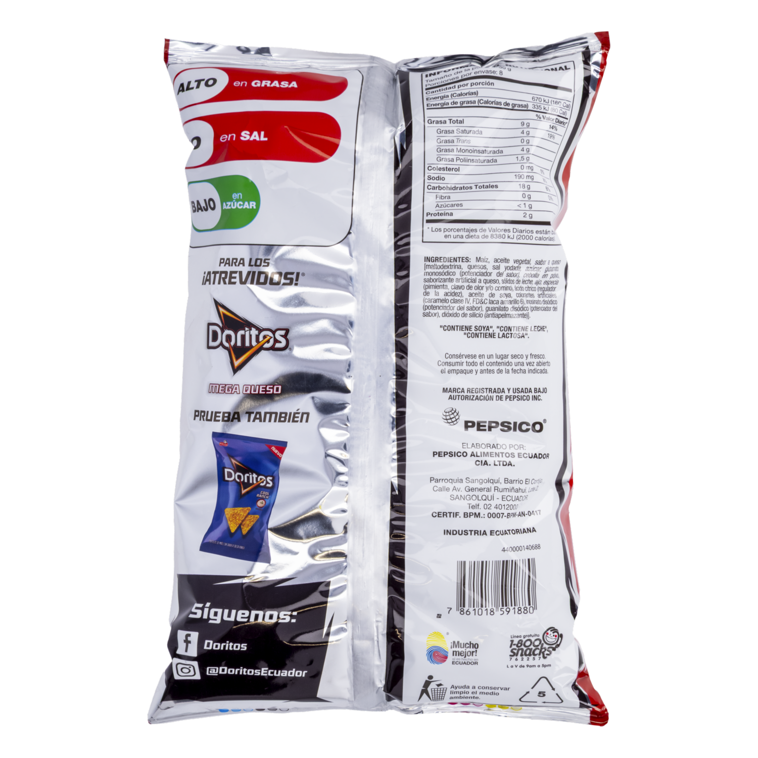 Bocaditos De Maíz Sabor Mega Queso DORITOS 240 G