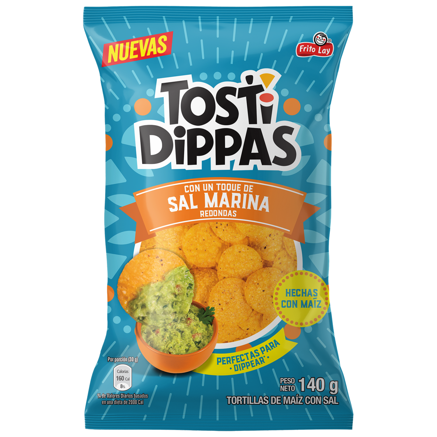 Tortillas De Maíz Redondas Con Sal Marina TOSTIDIPPAS 140 G