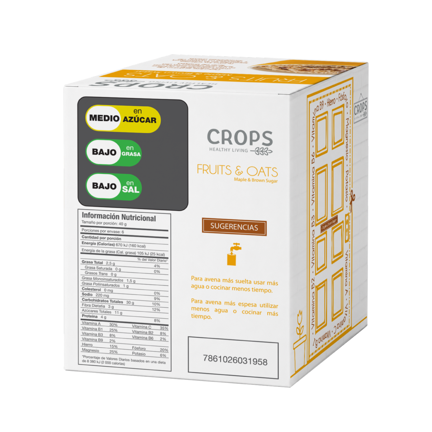 Avena Instantánea Maple Y Azúcar Morena CROPS 240 G
