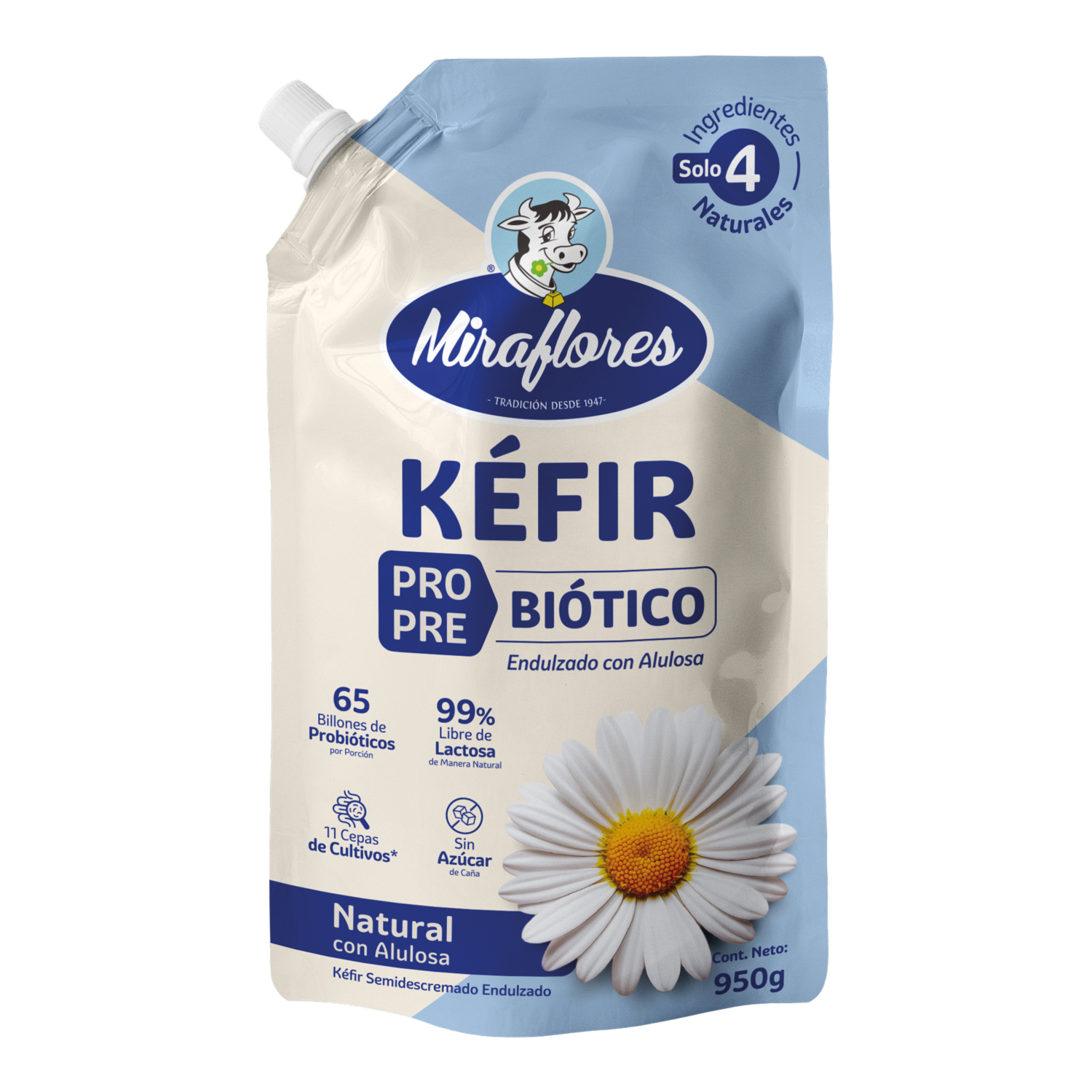 Kéfir Natural Endulzado Doy Pack MIRAFLORES 950 G