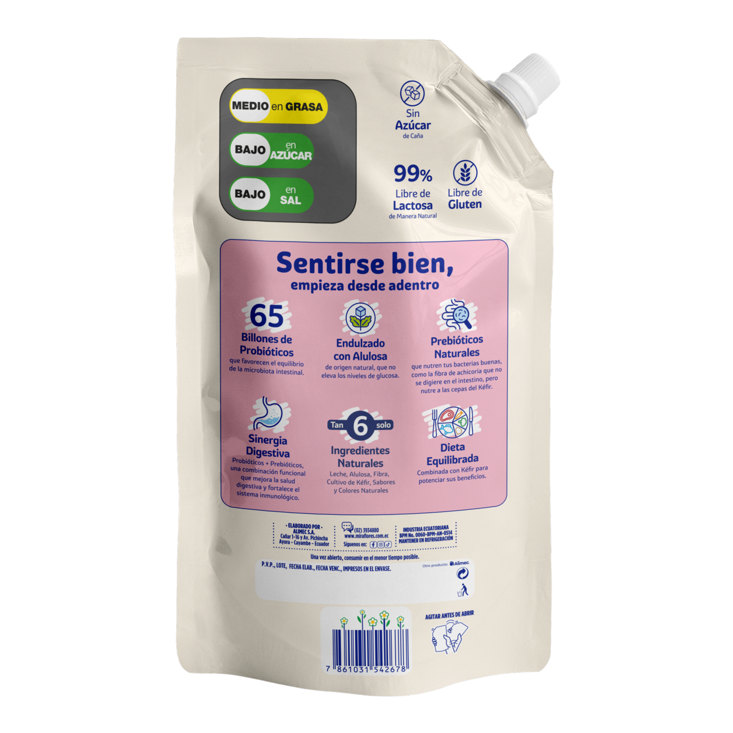 Kéfir Fresa Doy Pack MIRAFLORES 950 G
