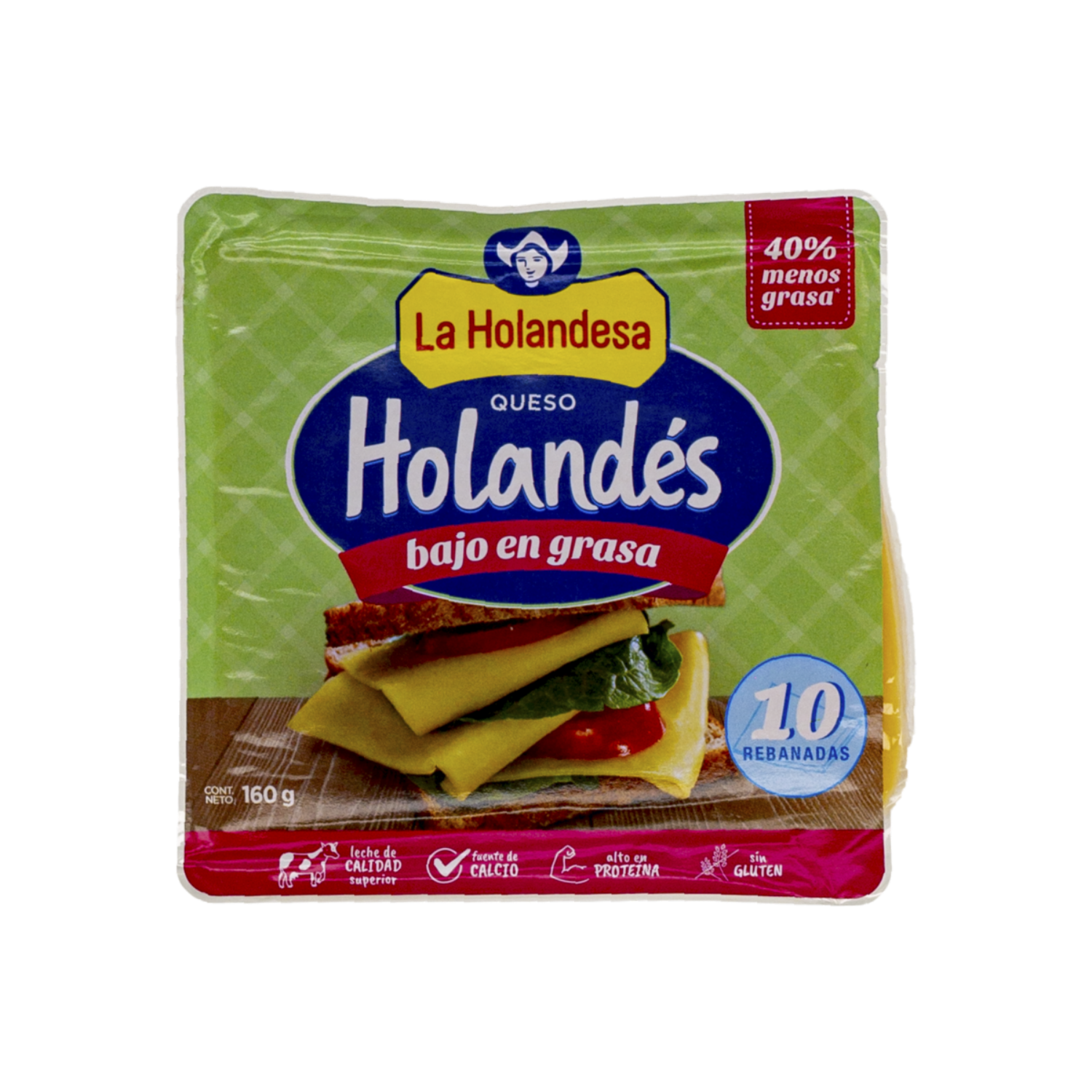 Queso Holandes Bajo En Grasa Rebanado LA HOLANDESA 160 G