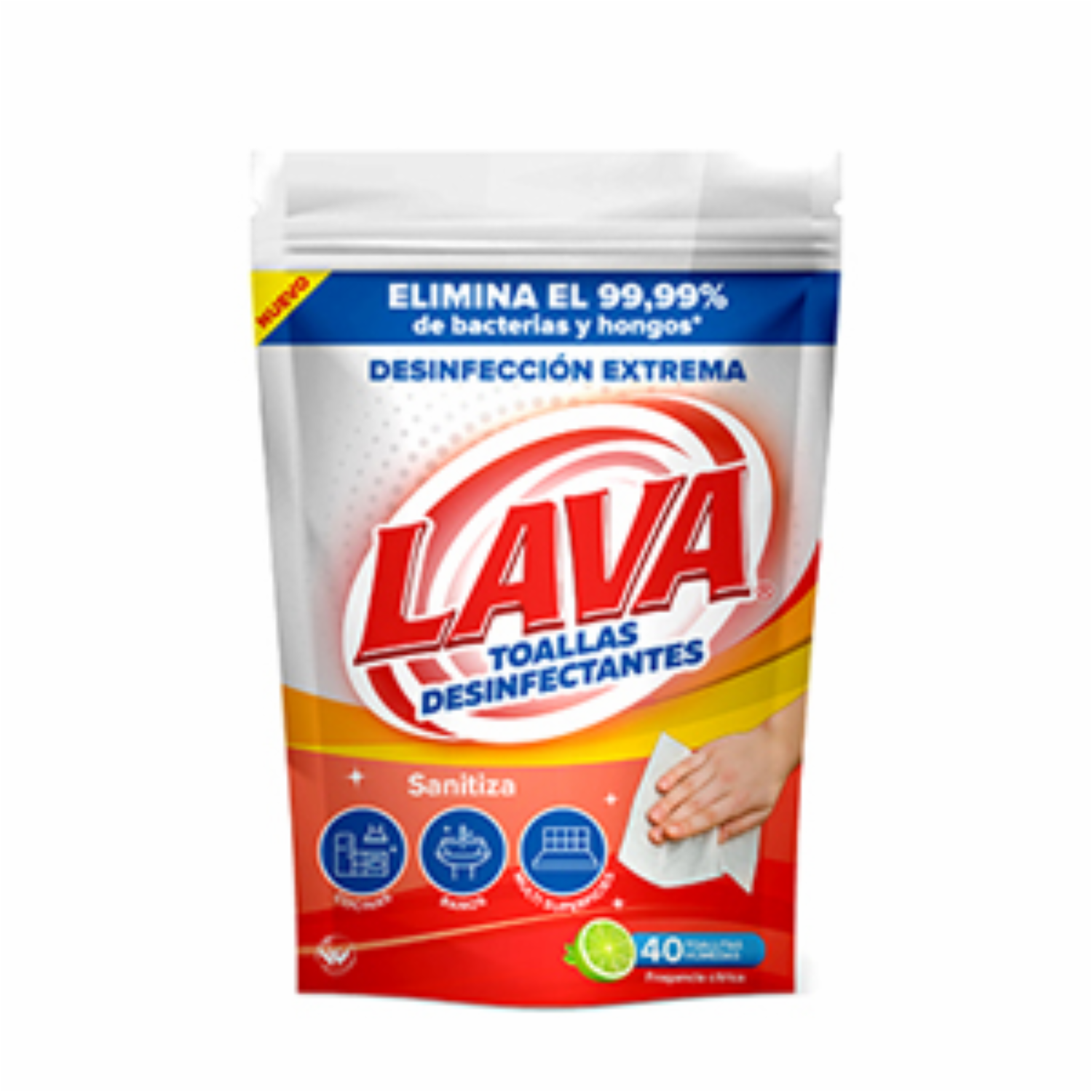 Toallas Desinfectantes Multiuso LAVA 40 Unidades