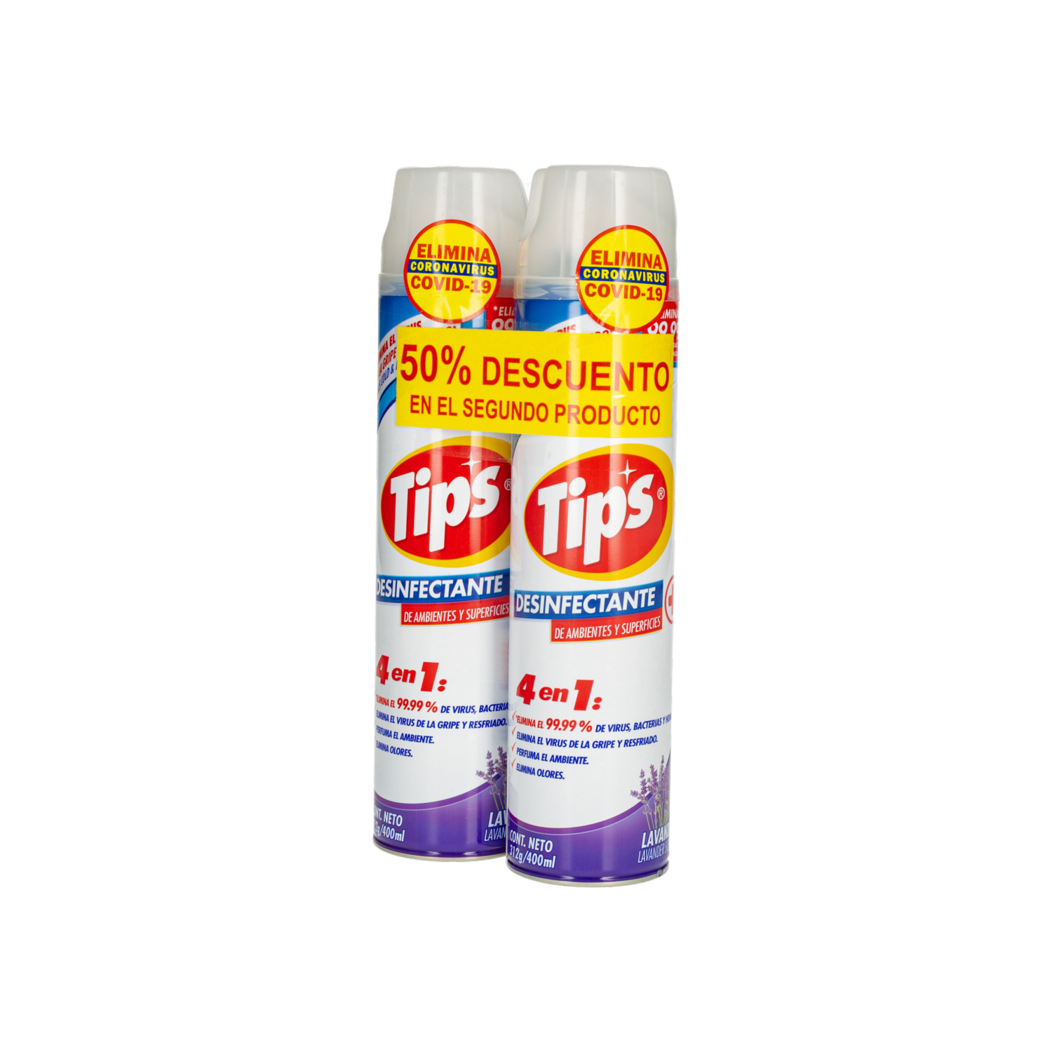 Desinfectante En Aerosol Aroma A Lavanda TIPS 2 X 400 Ml