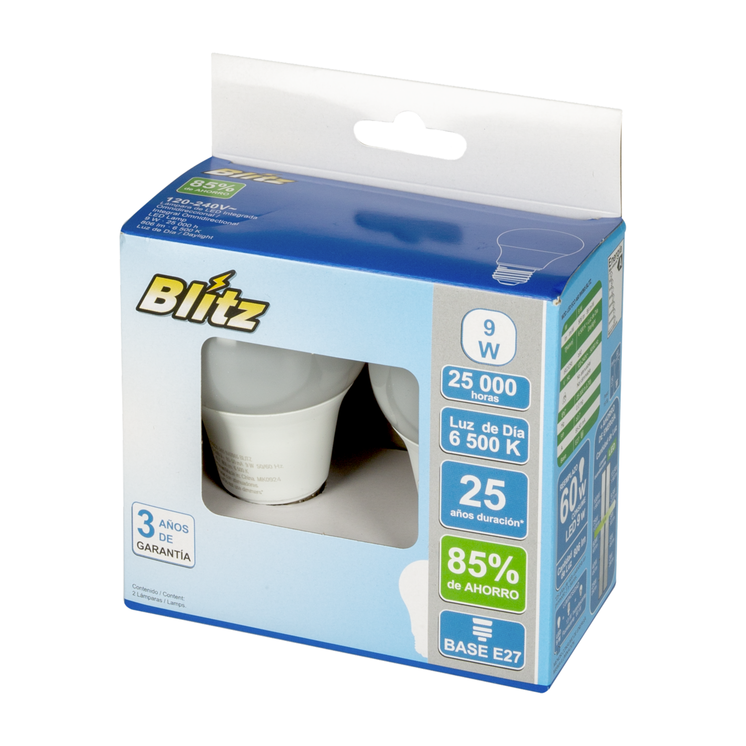 Foco Led Kit Luz Blanca 9W A60 BLÍTZ 1 X 2 Uds