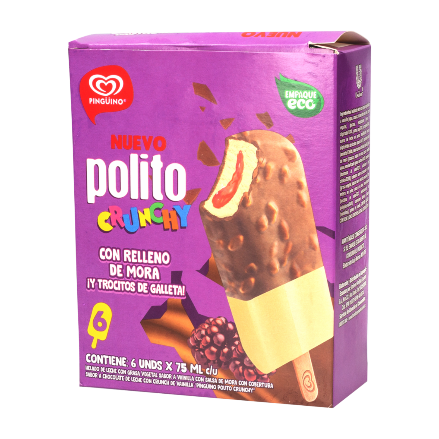 Helado Polito Crunchy PINGÜINO 6 X 75 Ml