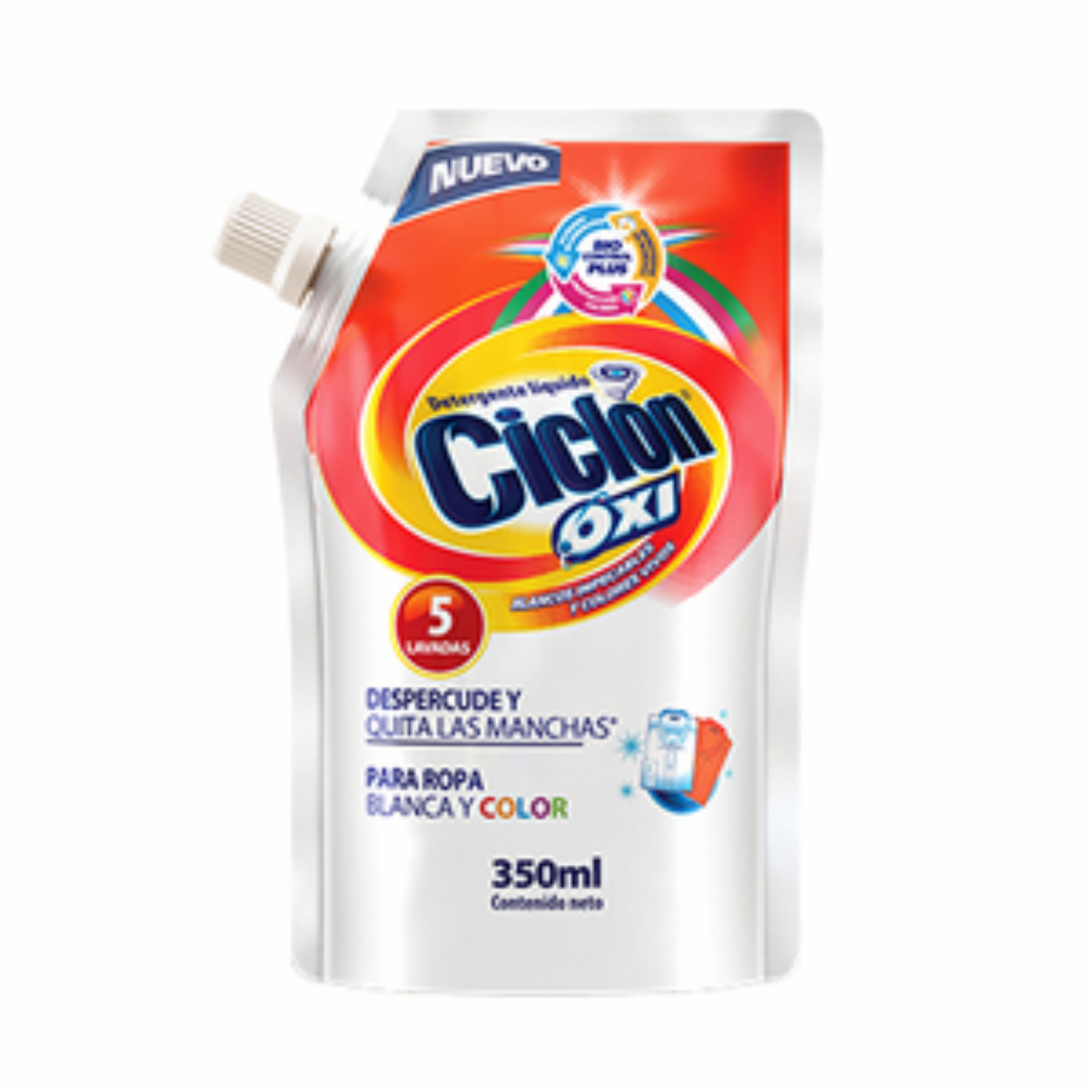 Detergente Líquido Oxi Para Colores Blancos Y Vivos CICLÓN 350 Ml