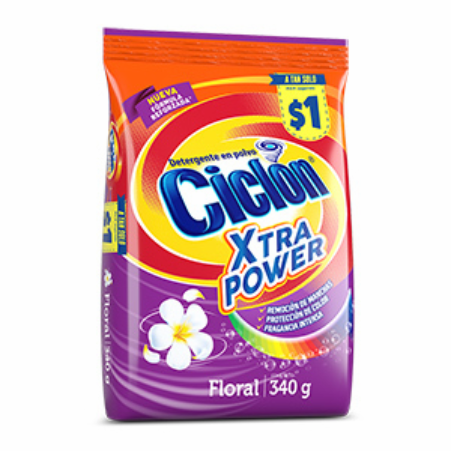 Detergente Polvo Xpower Floral CICLÓN 340 G