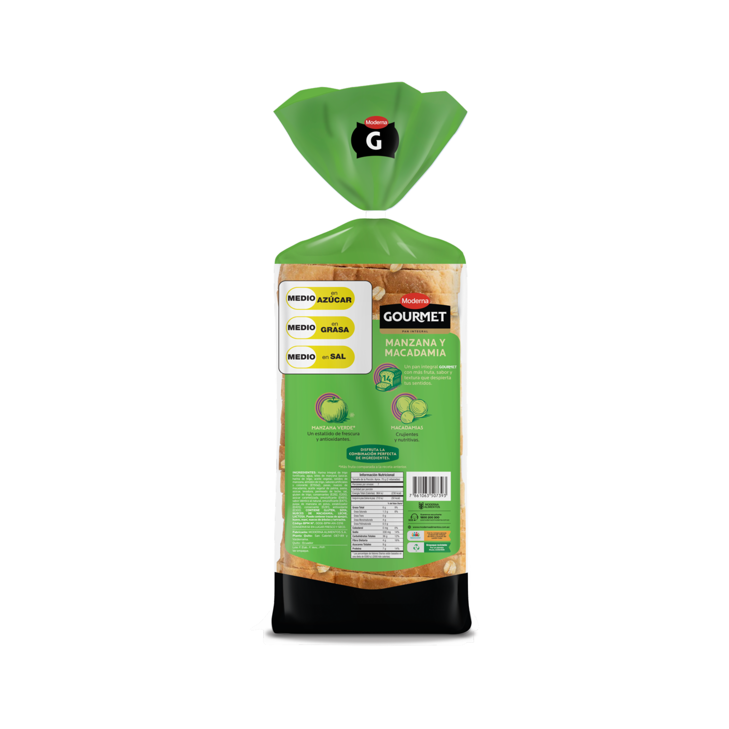 Pan Gourmet Manzana Y Macadamia MODERNA Funda