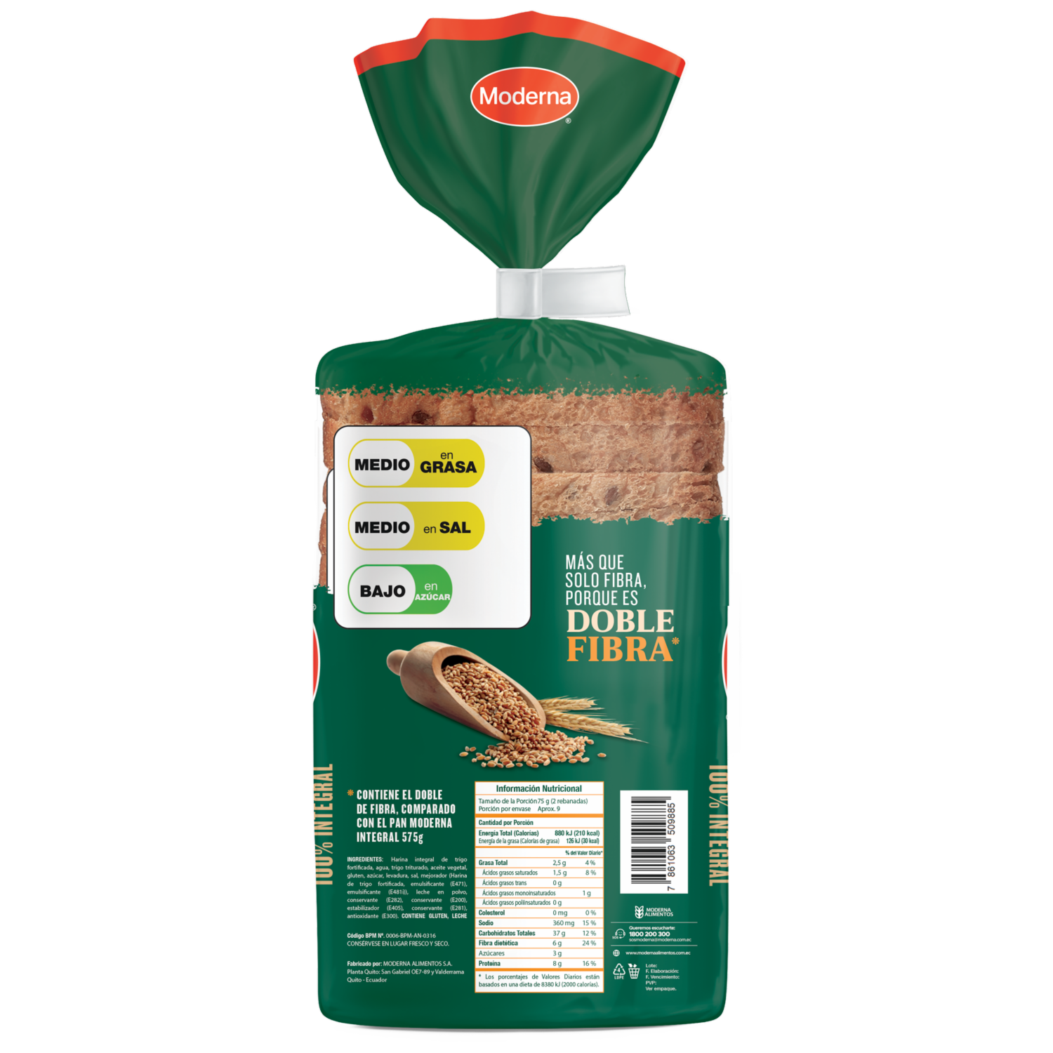 Pan Integral Doble Fibra MODERNA 650 G