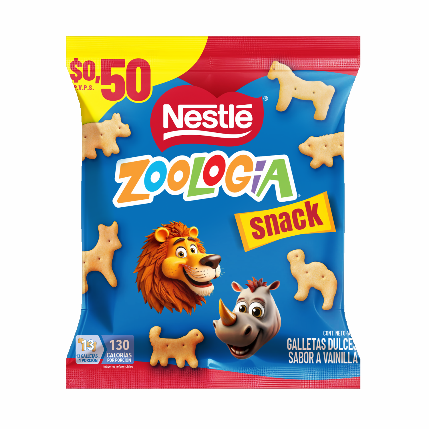Galletas Dulces Animalitos Sabor A Vainilla ZOOLOGÍA 40,8 G