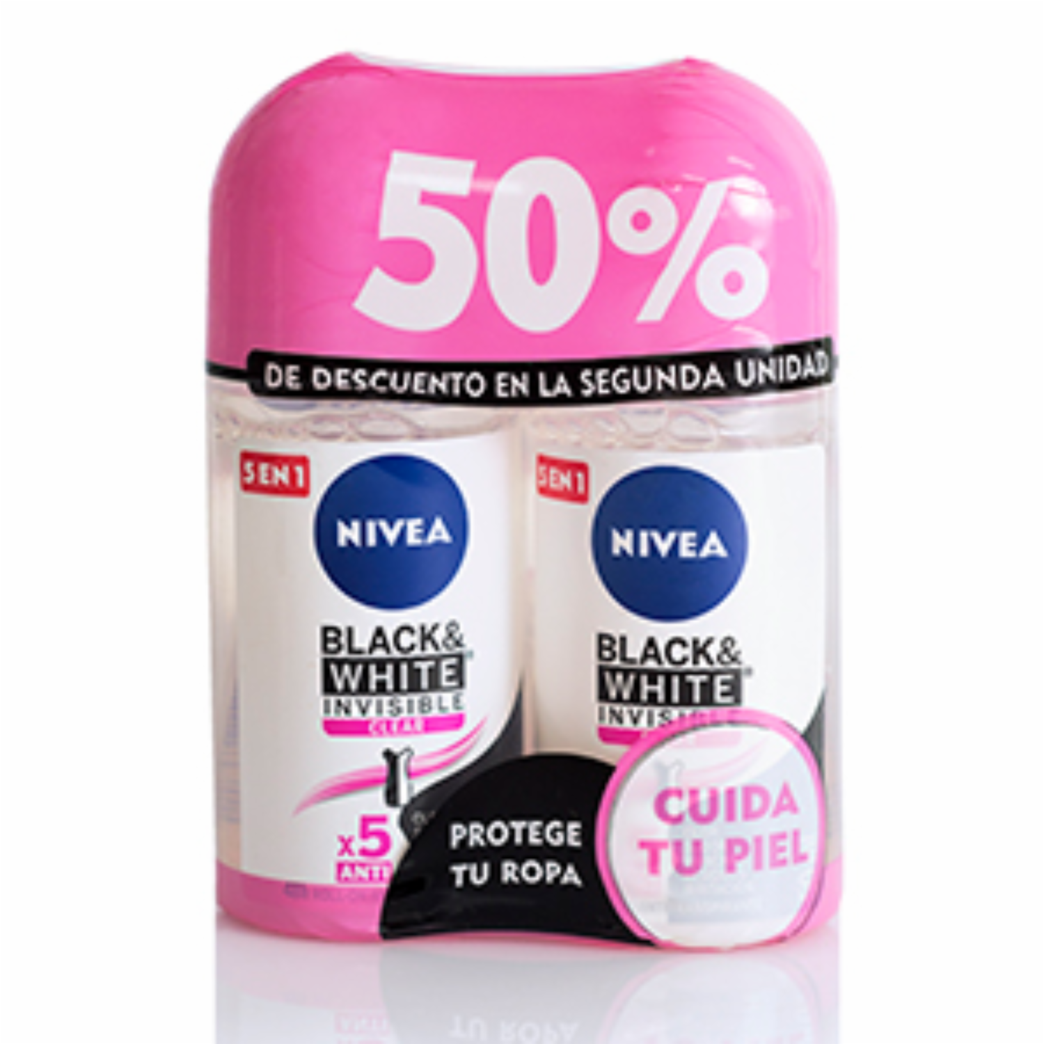 Desodorante En Roll On Para Dama Black And White Invisible NIVEA 100 Ml