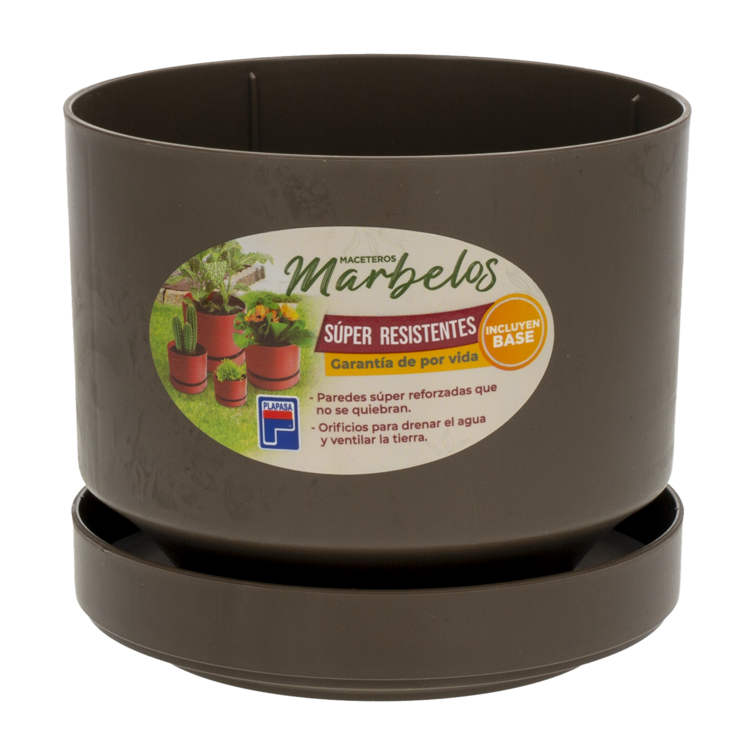Macetero Mini Marbelo Moka Con Base PLAPASA Unidad