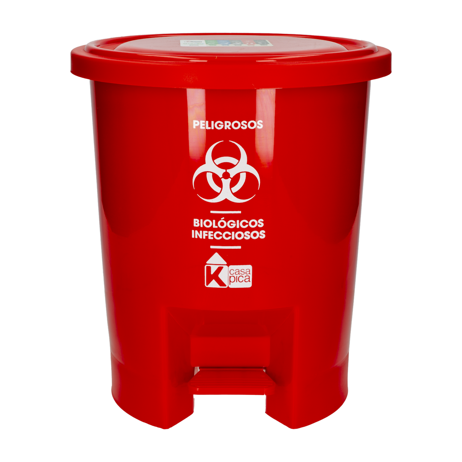 Tacho De Basura Desechos Biológicos Con Tapa Rojo CASA PICA 10 Litros