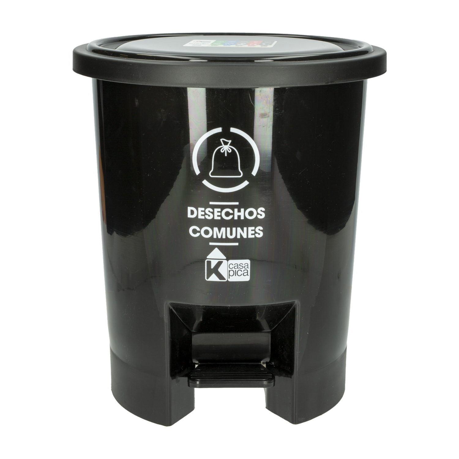 Tacho De Basura Desechos Comunes Con Tapa Negro CASA PICA 10 Litros