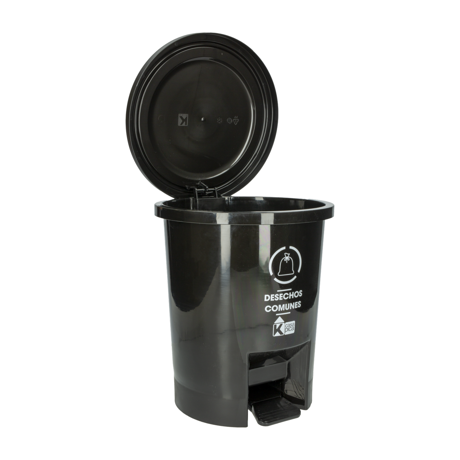 Tacho De Basura Desechos Comunes Con Tapa Negro CASA PICA 10 Litros