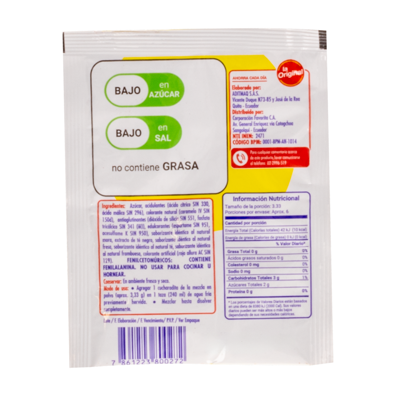 Té En Polvo Sabor A Frutos Rojos LA ORIGINAL 20 G