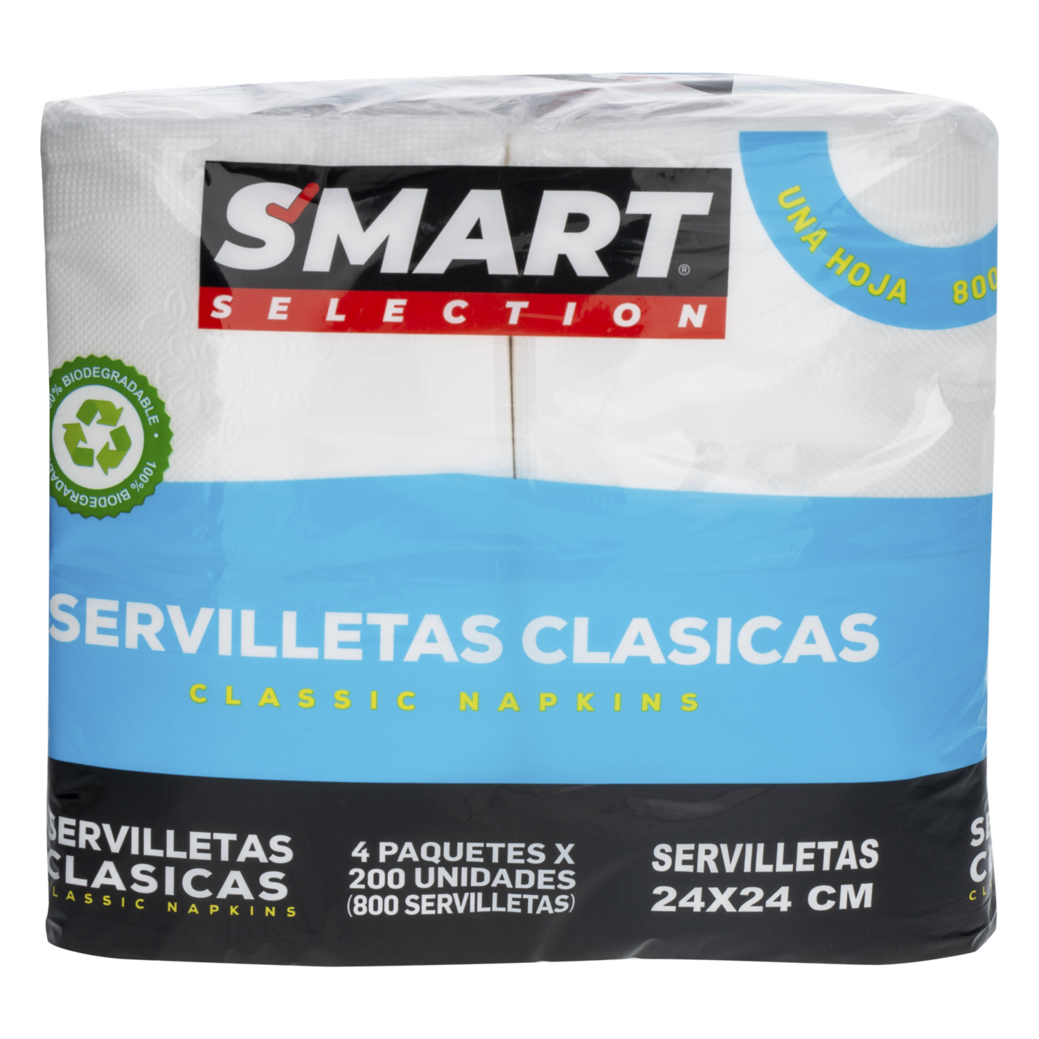 Servilletas Clásicas Desechables 24×24 Cm SMART SELECTION 4X200 Uds