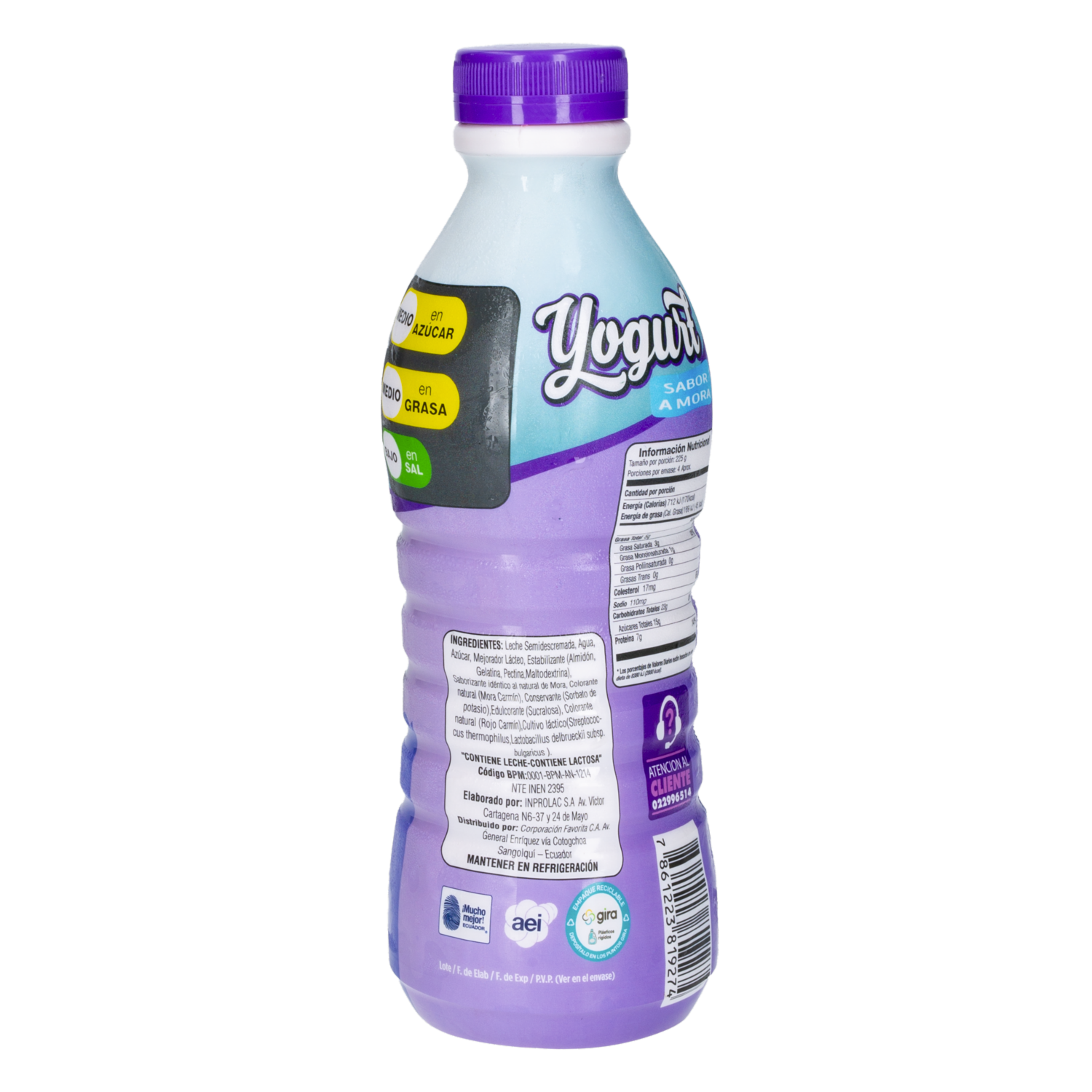 Yogurt Sabor A Mora En Botella EL ARTESANAL 950 G
