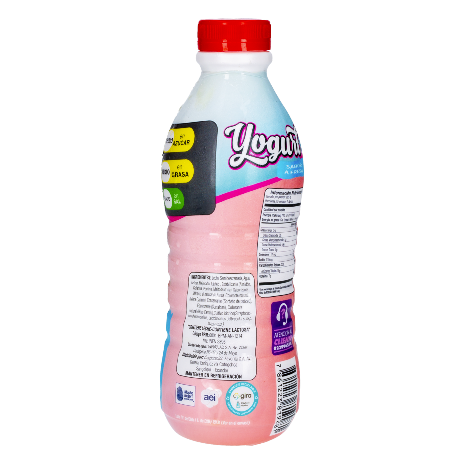 Yogurt Sabor A Fresa En Botella EL ARTESANAL 950 G