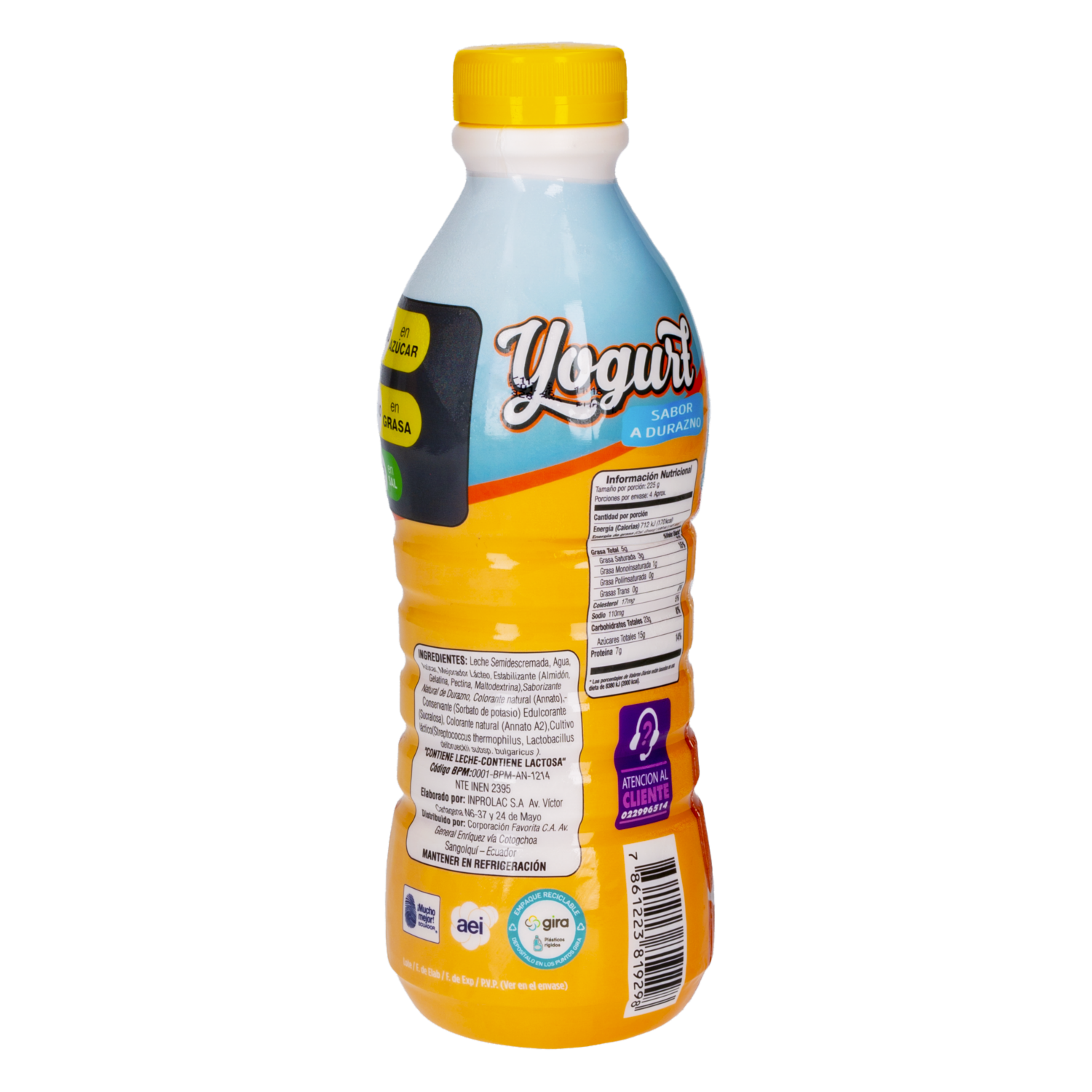 Yogurt Sabor A Durazno En Botella EL ARTESANAL 950 G