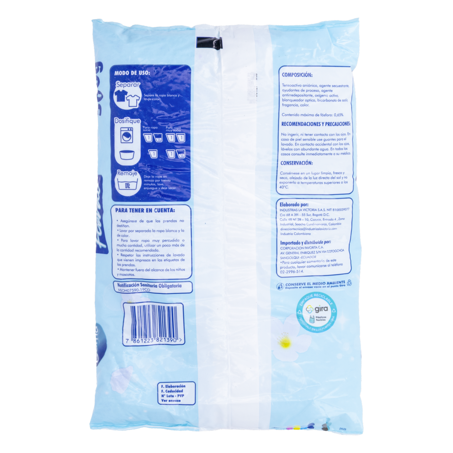Detergente En Polvo Fragancia Floral GAMA 500 G