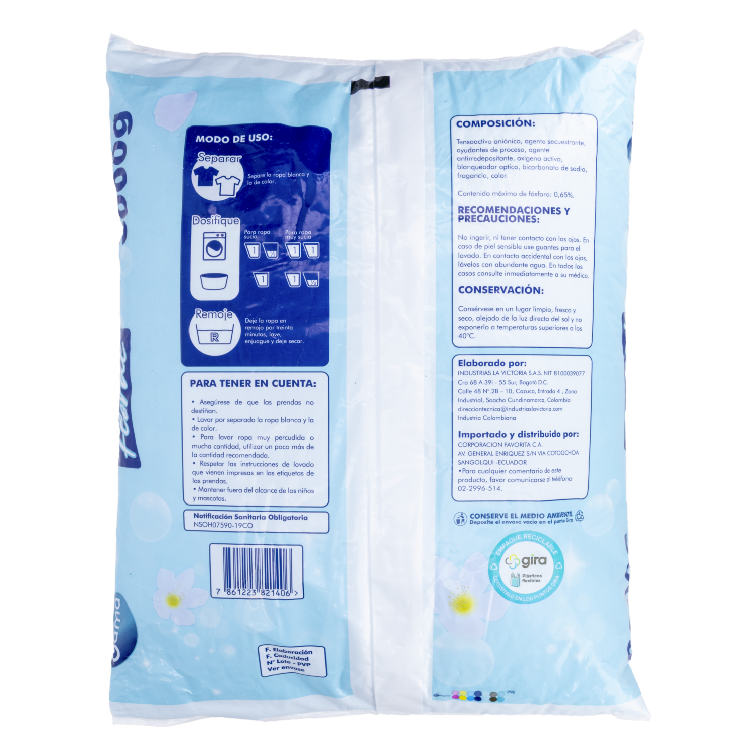 Detergente En Polvo Fragancia Floral GAMA 3 000 G
