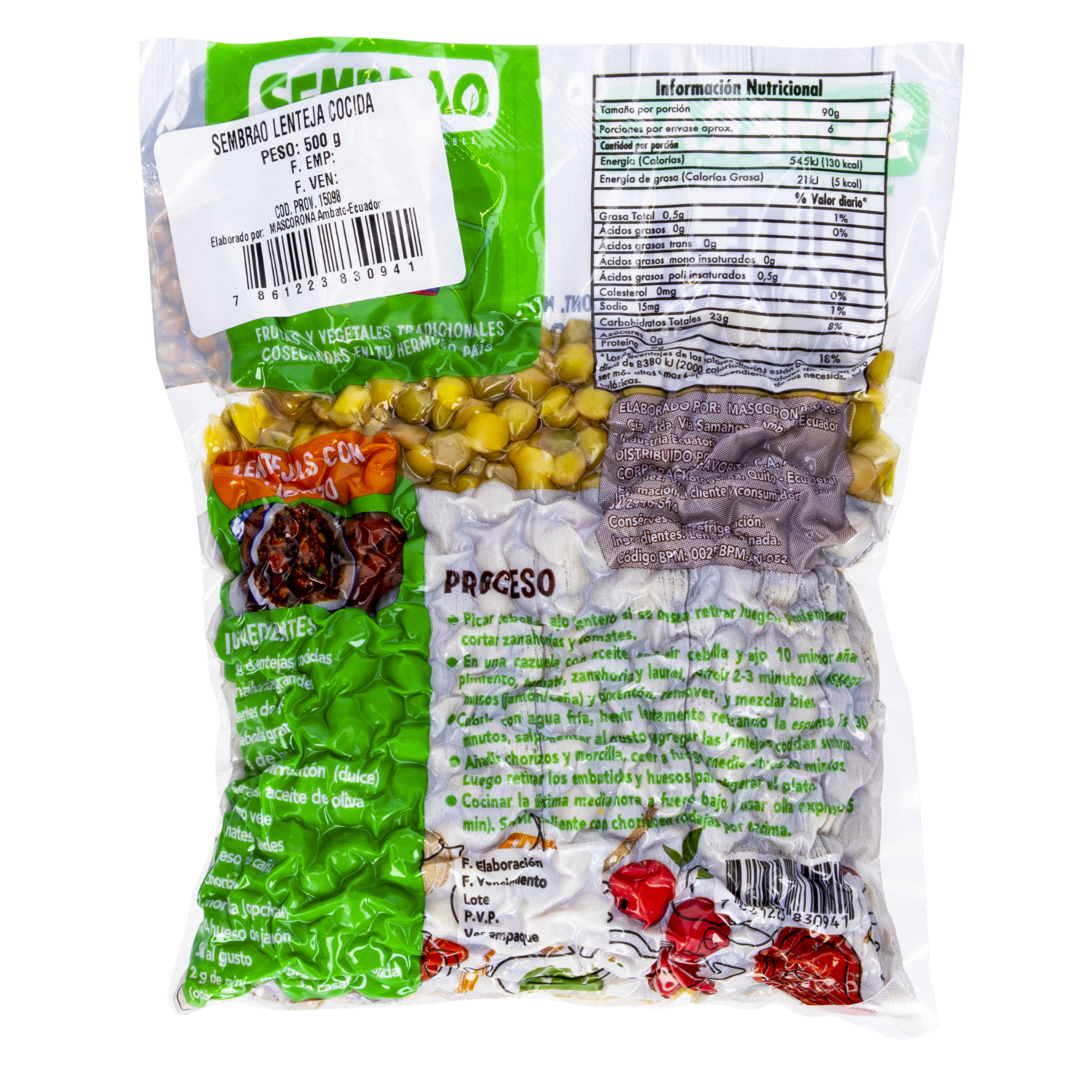 Lenteja Cocinada SEMBRAO 500 G