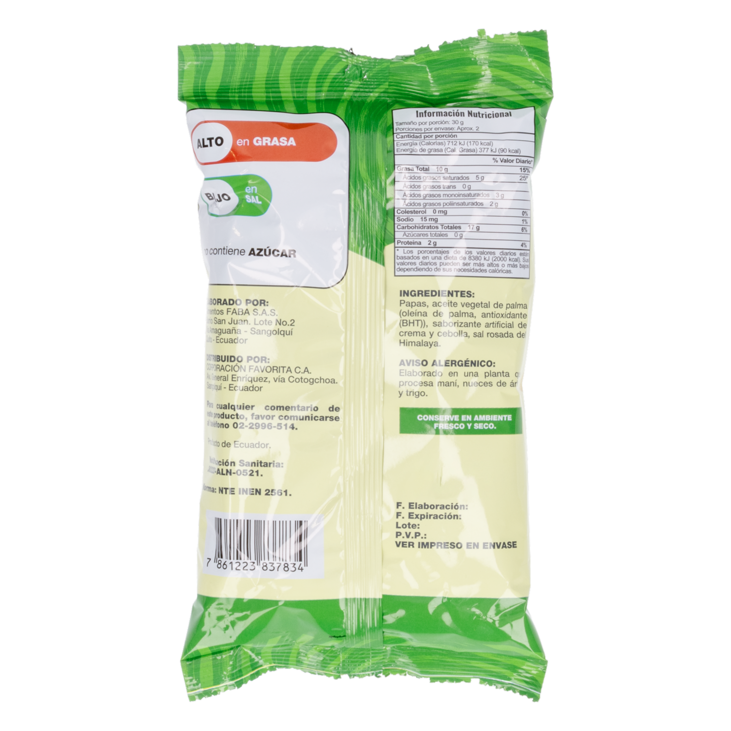 Papas Fritas Sabor A Crema Y Cebolla EL ARTESANAL 50 G