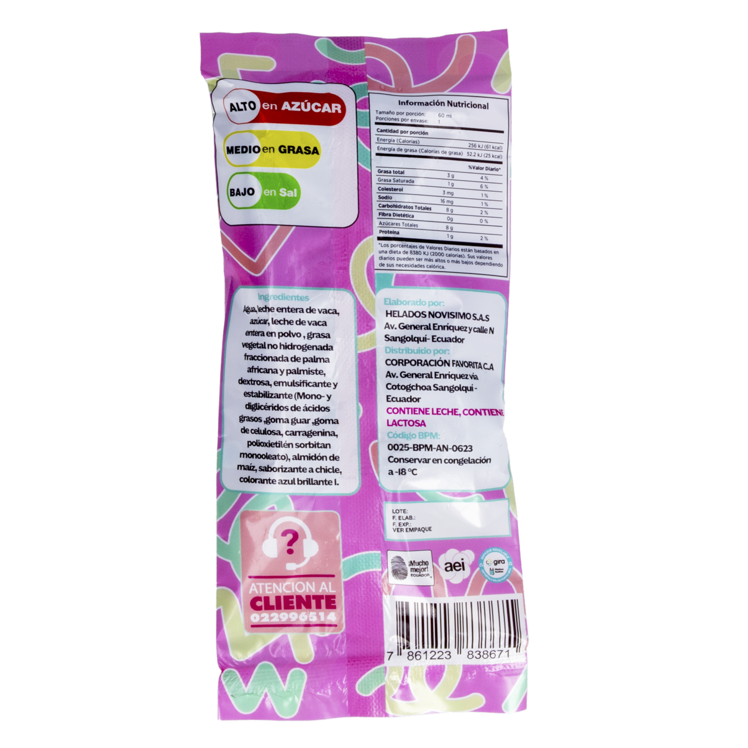 Helado Paleta Sabor A Chicle EL ARTESANAL 60 G
