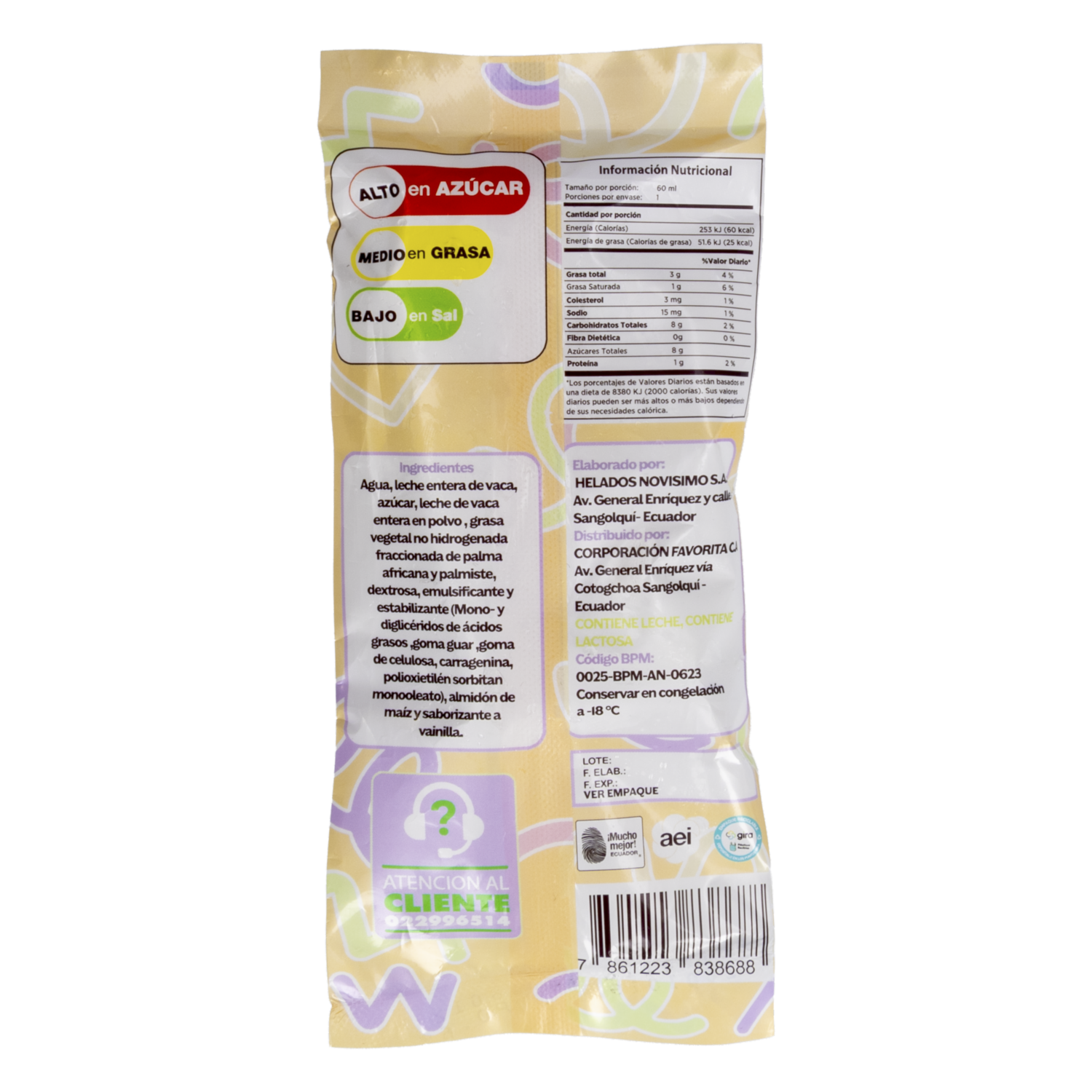 Helado Paleta Sabor A Vainilla EL ARTESANAL 60 G