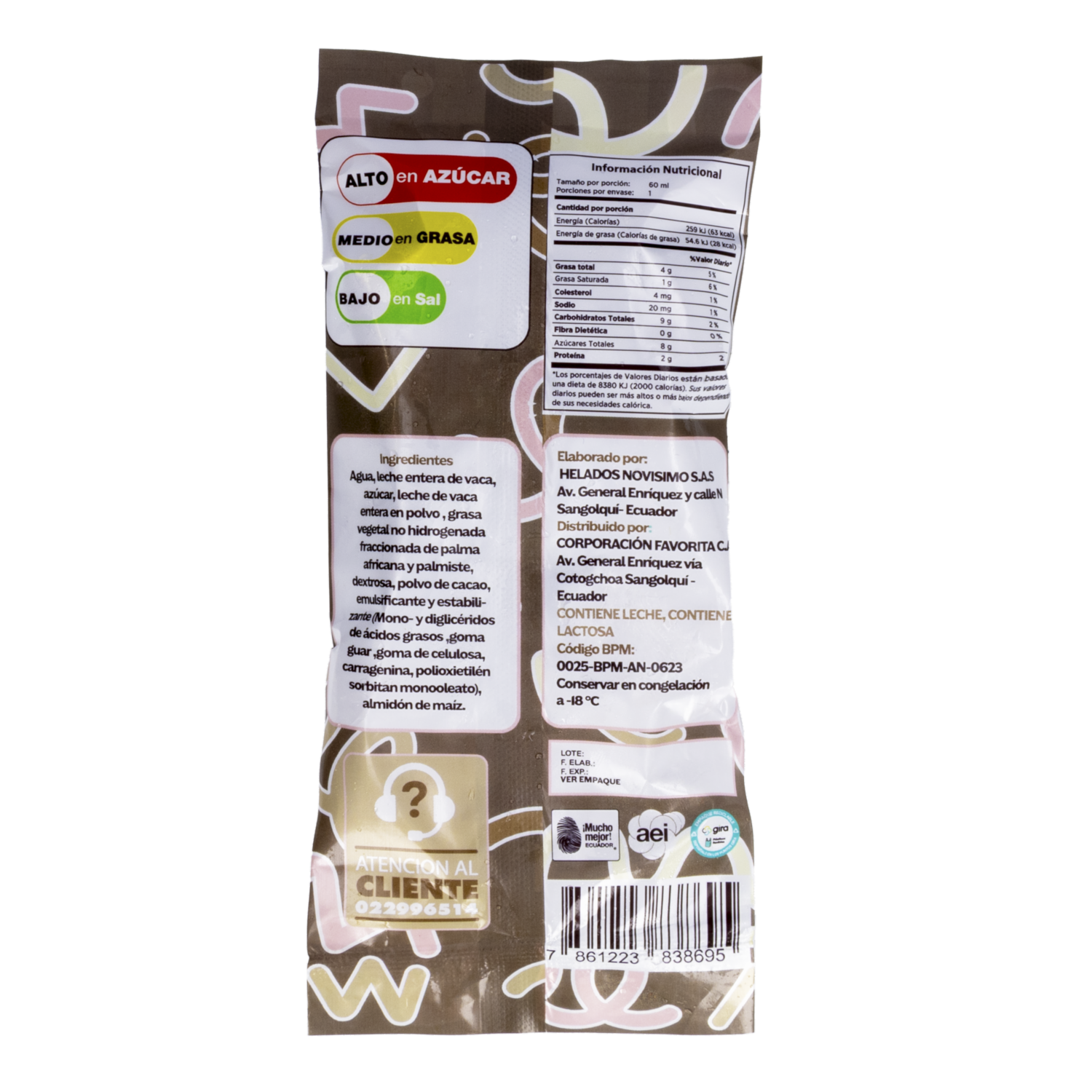 Helado Paleta Sabor A Chocolate EL ARTESANAL 60 G