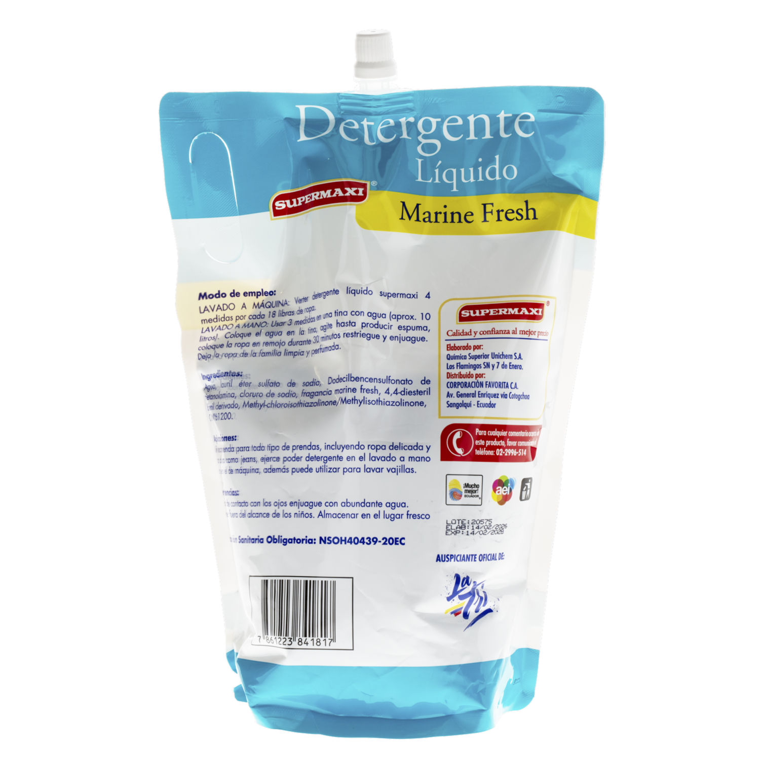 Detergente Líquido Fragancia Marine Fresh FEF SUPERMAXI Doypack 1800 Ml