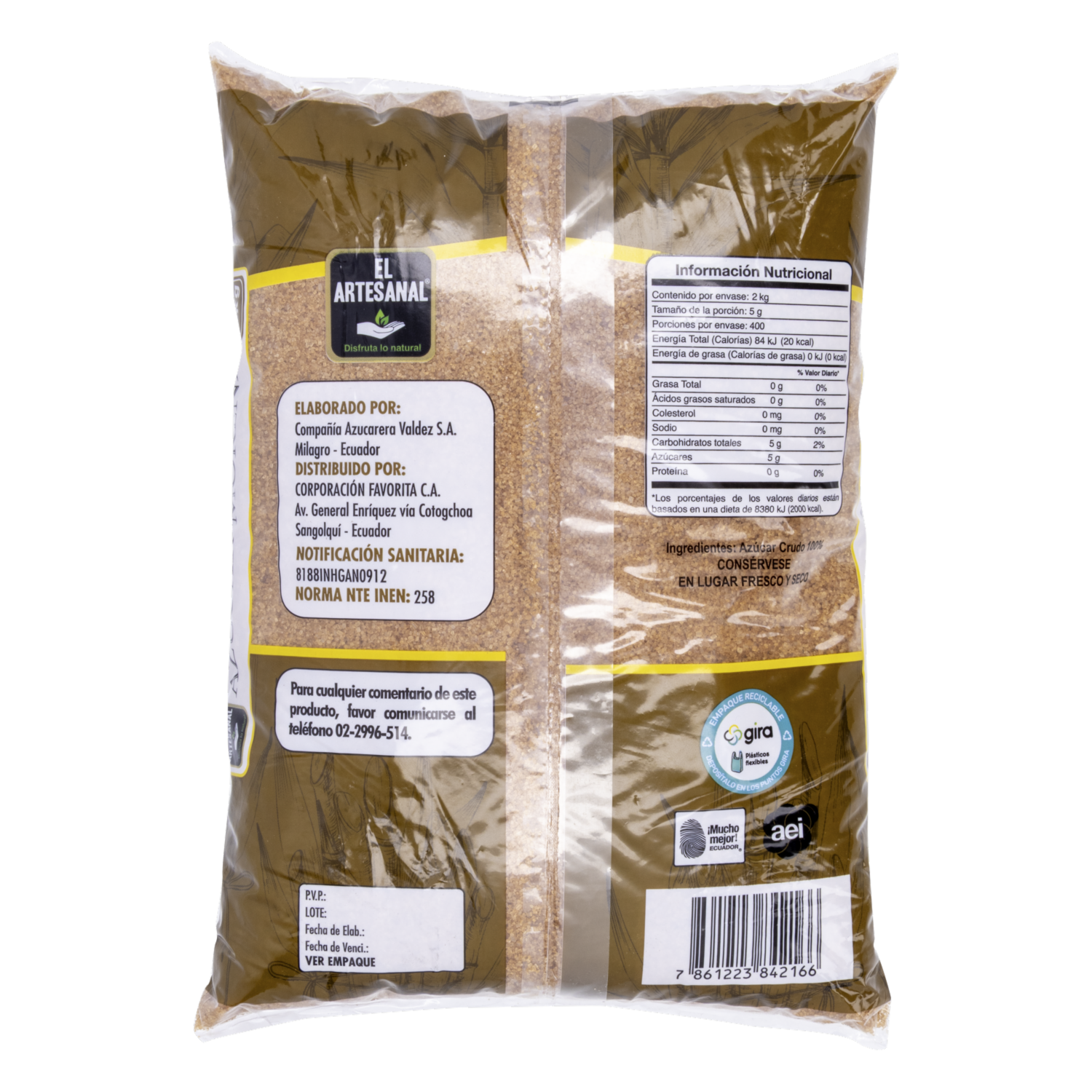 Azúcar Morena EL ARTESANAL 2000 G