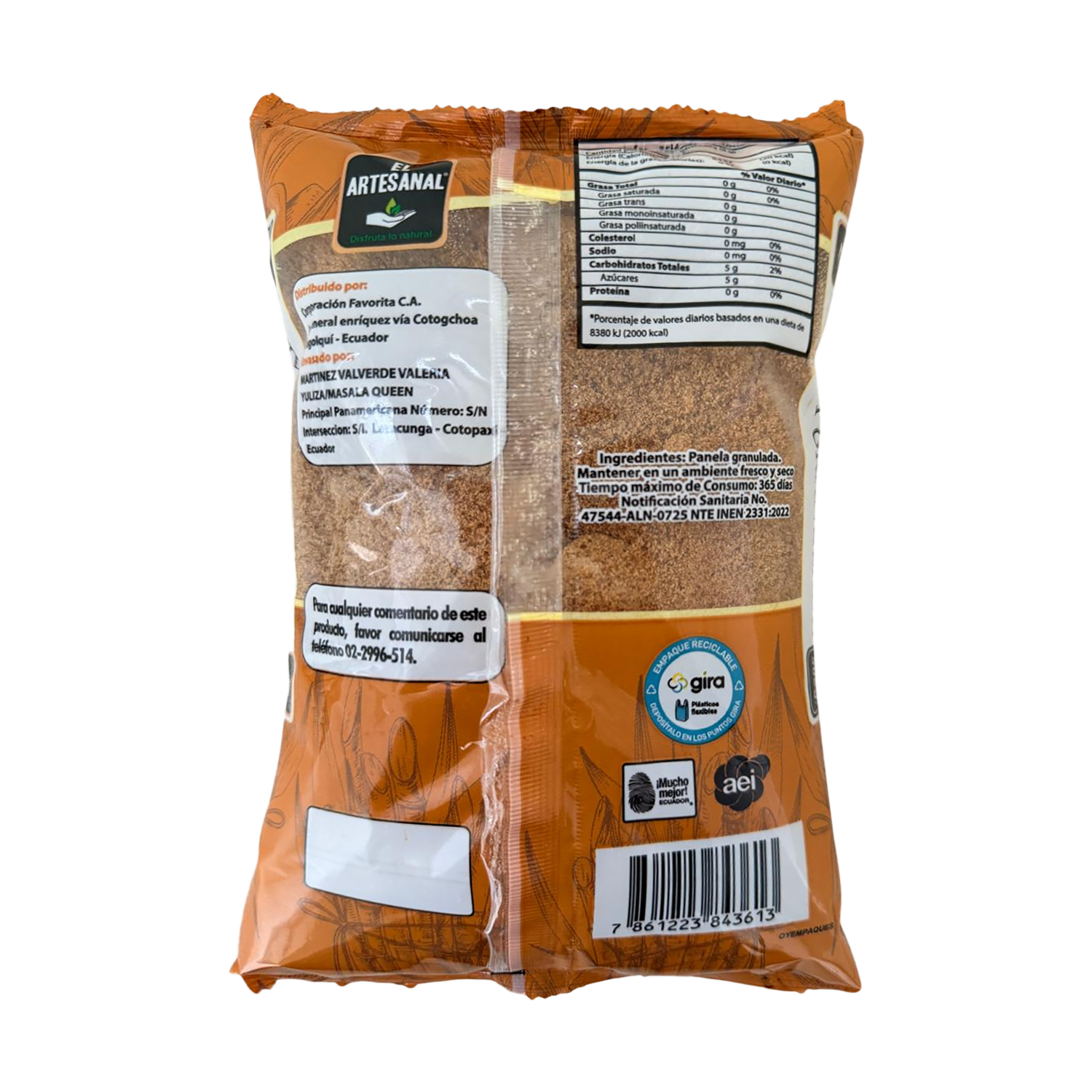Panela Granulada EL ARTESANAL 500 G