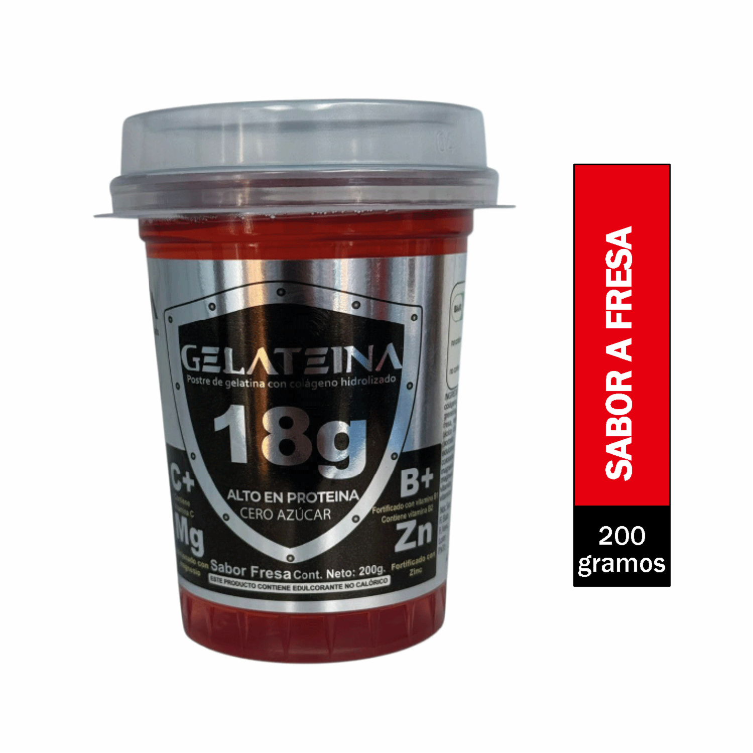 Postre De Gelatina Vitaminada Con Colágeno Hidrolizado Sabor Fresa GELATEINA 200 G