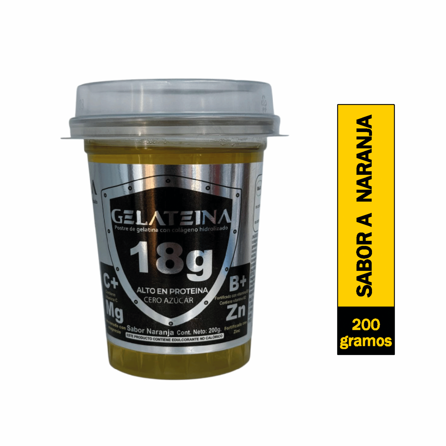 Postre De Gelatina Vitaminada Con Colágeno Hidrolizado Sabor A Naranja GELATEINA 200 G