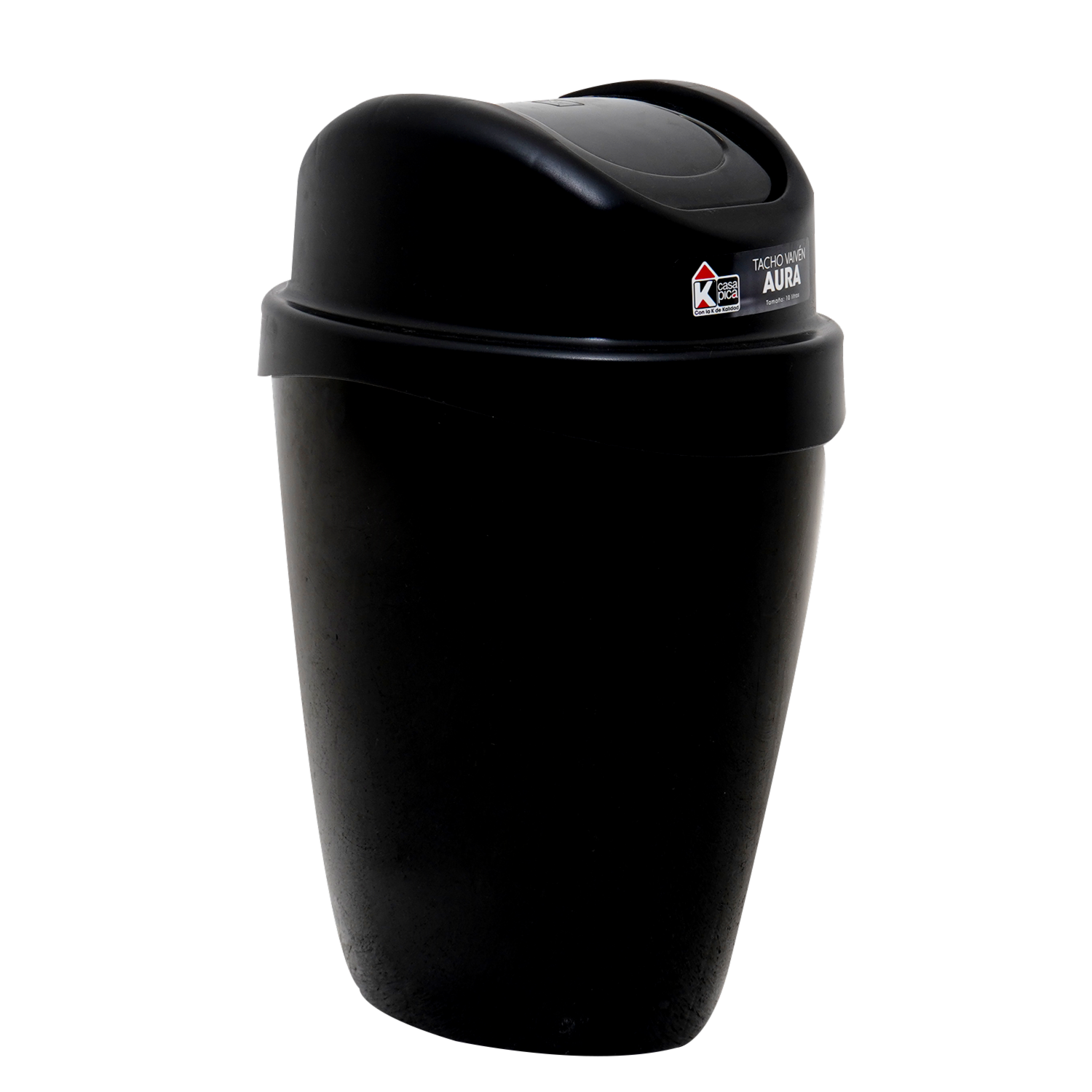 Tacho De Basura Vaivén Aura Negro CASA PICA 10 Litros