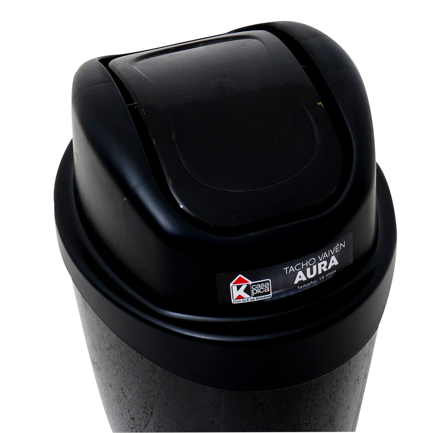 Tacho De Basura Vaivén Aura Negro CASA PICA 10 Litros