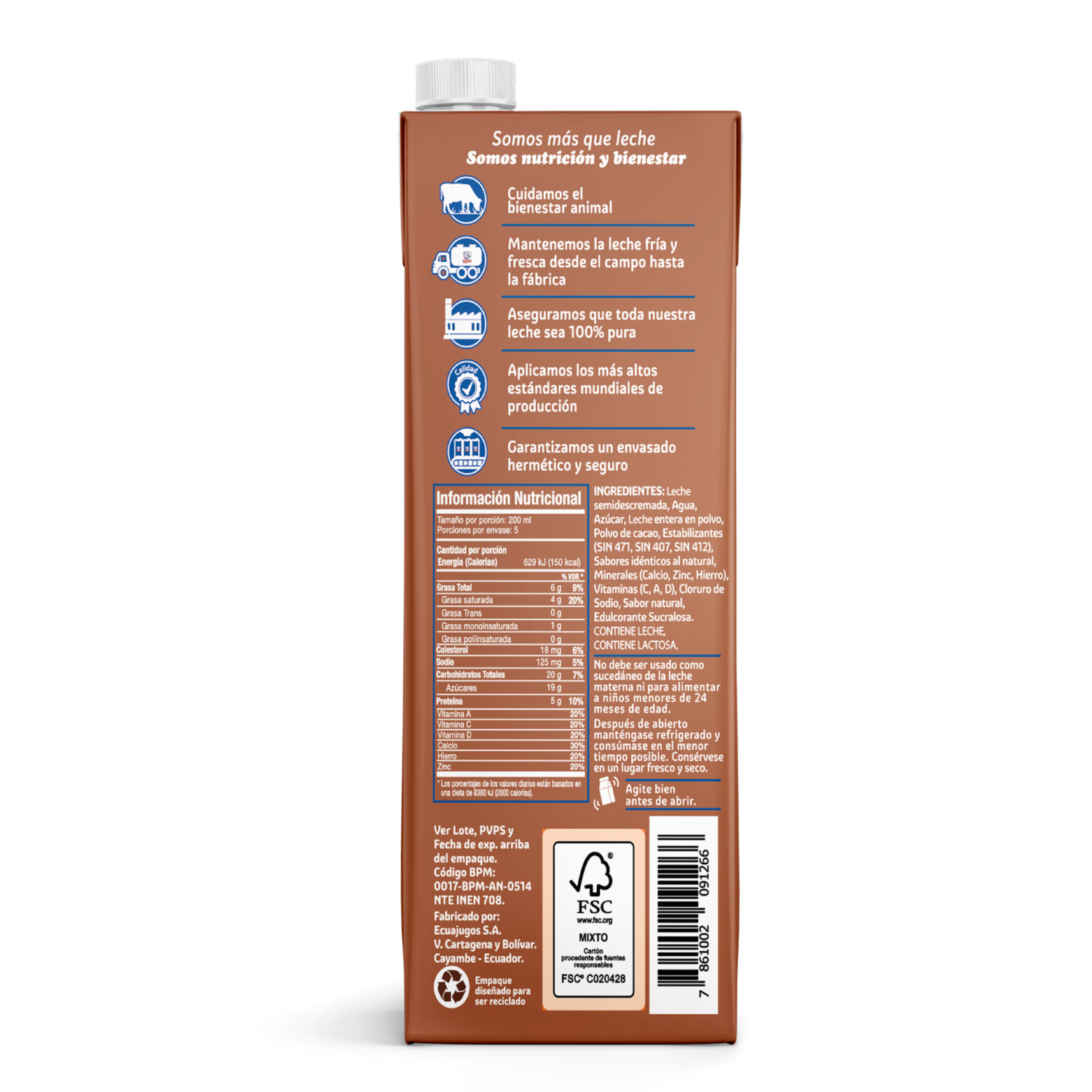 Leche Chocolatada Semidescremada LA VAQUITA 1000 Ml