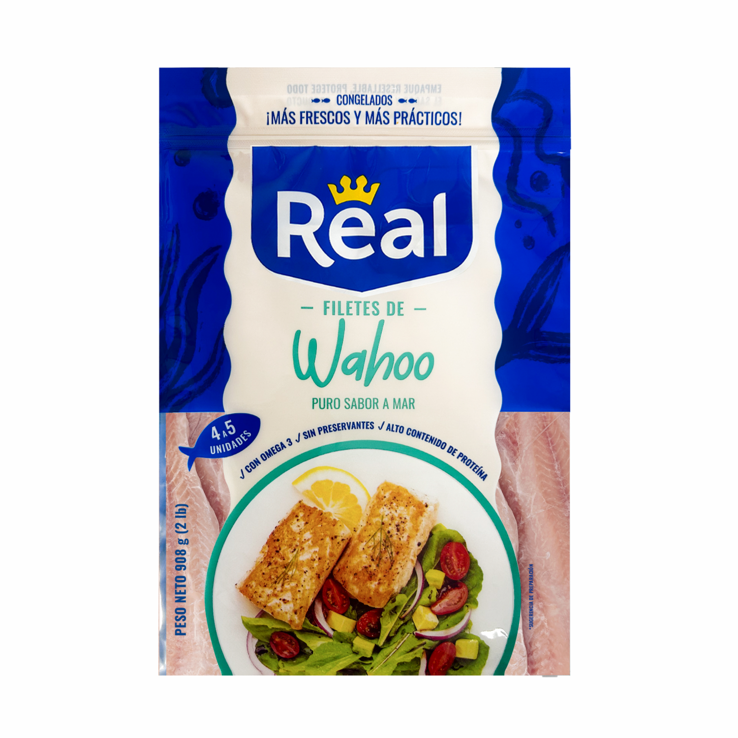Wahoo Congelado Filetes REAL 454 G
