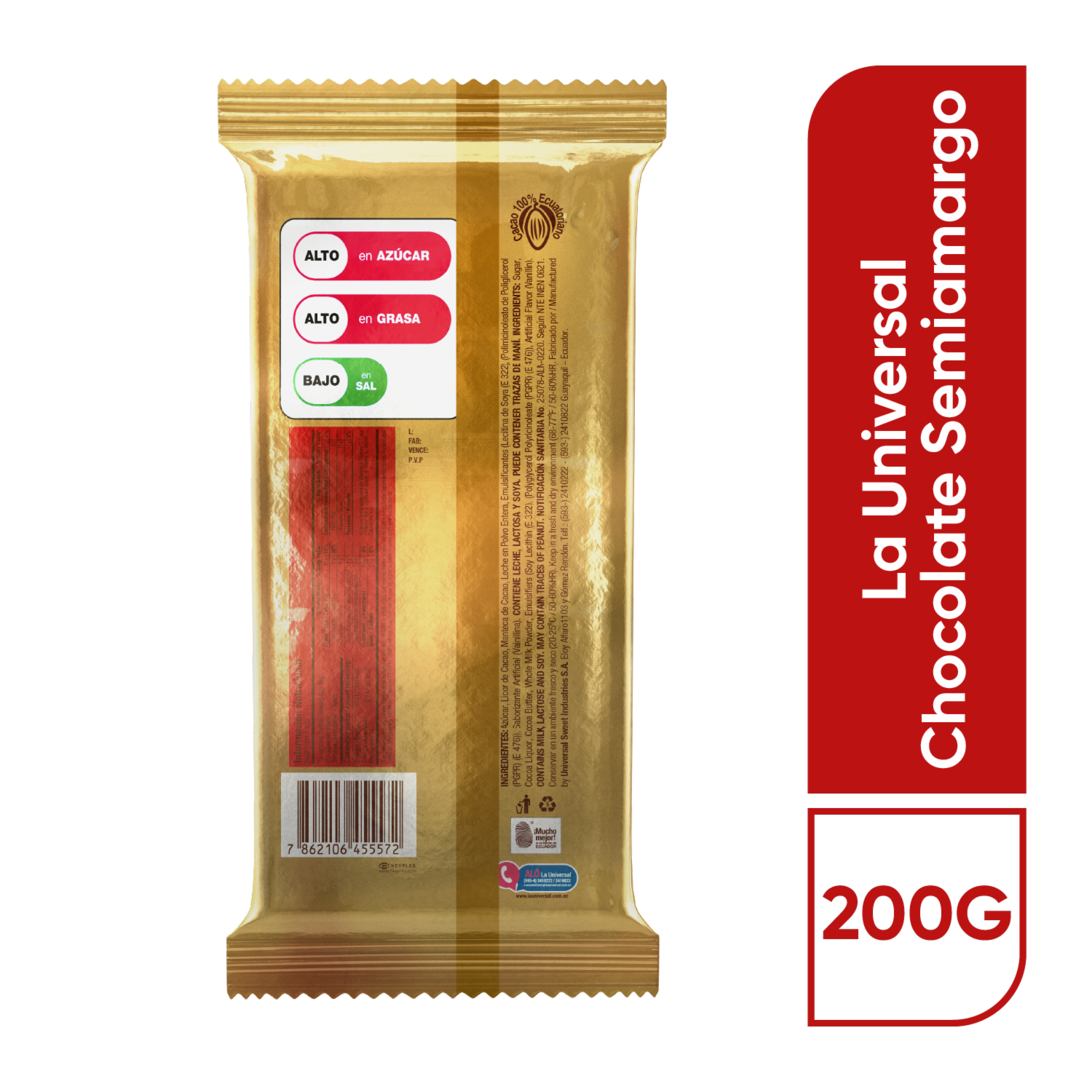 Chocolate Semiamargo SUPERIOR 200 G