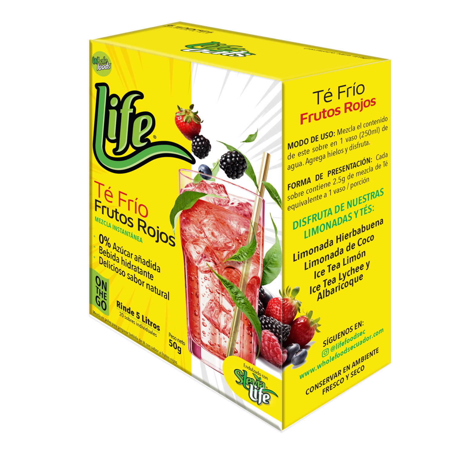 Té Frio Limón y Frutos Rojos En Polvo LIFE 50 G