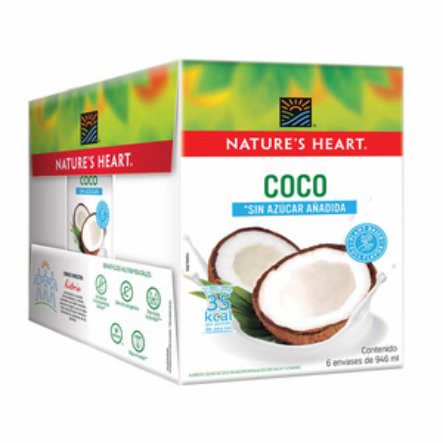 Bebida De Coco Sin Azúcar NATURE’S HEART 6 X 946 ml